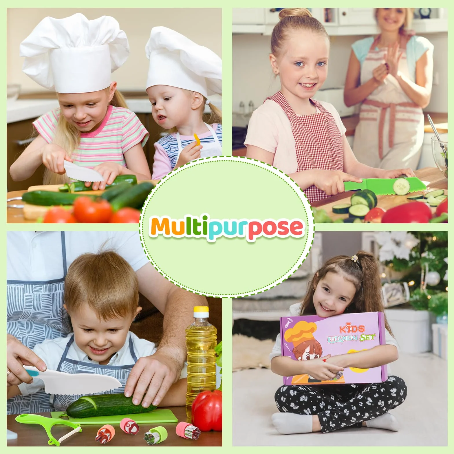 Set di 28 Coltelli da Cucina per Bambini per la Cucina Reale, Strumenti da Montessori Toddler, con Guanti Tagliere Frutta Verdura Taglierini in Plastica per Bambini.