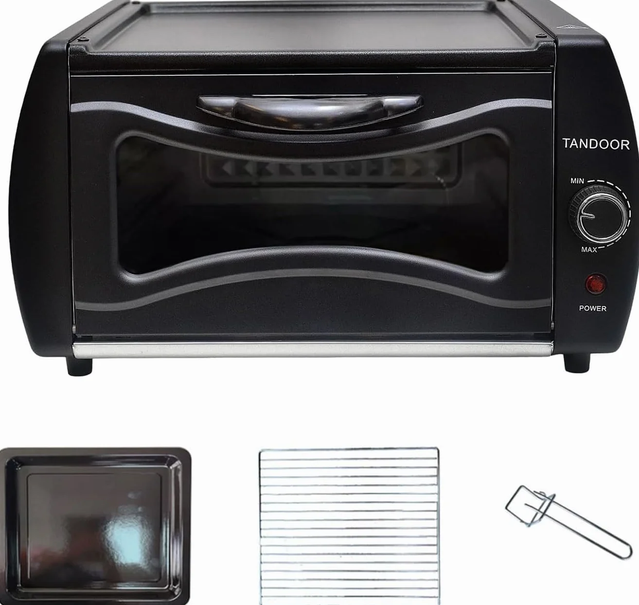 Forno Tandoor Elettrico 2100W Professionale Vetro Temperato Piastra Antiaderente 35x40x23 cm