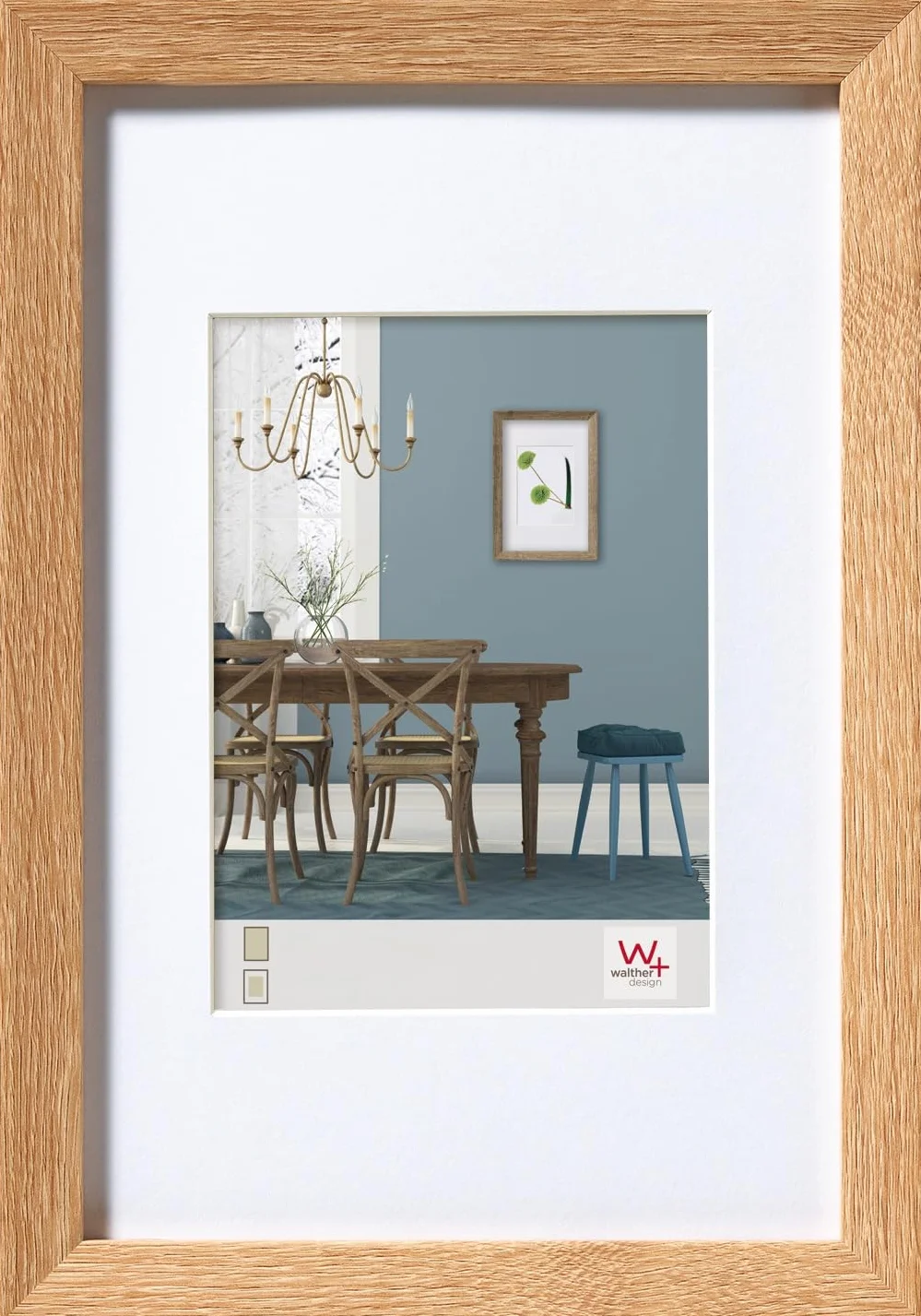 walther design Rovere Chiaro 20 x 30 cm con passe-partout, Cornice in Legno Fiorito EF030E