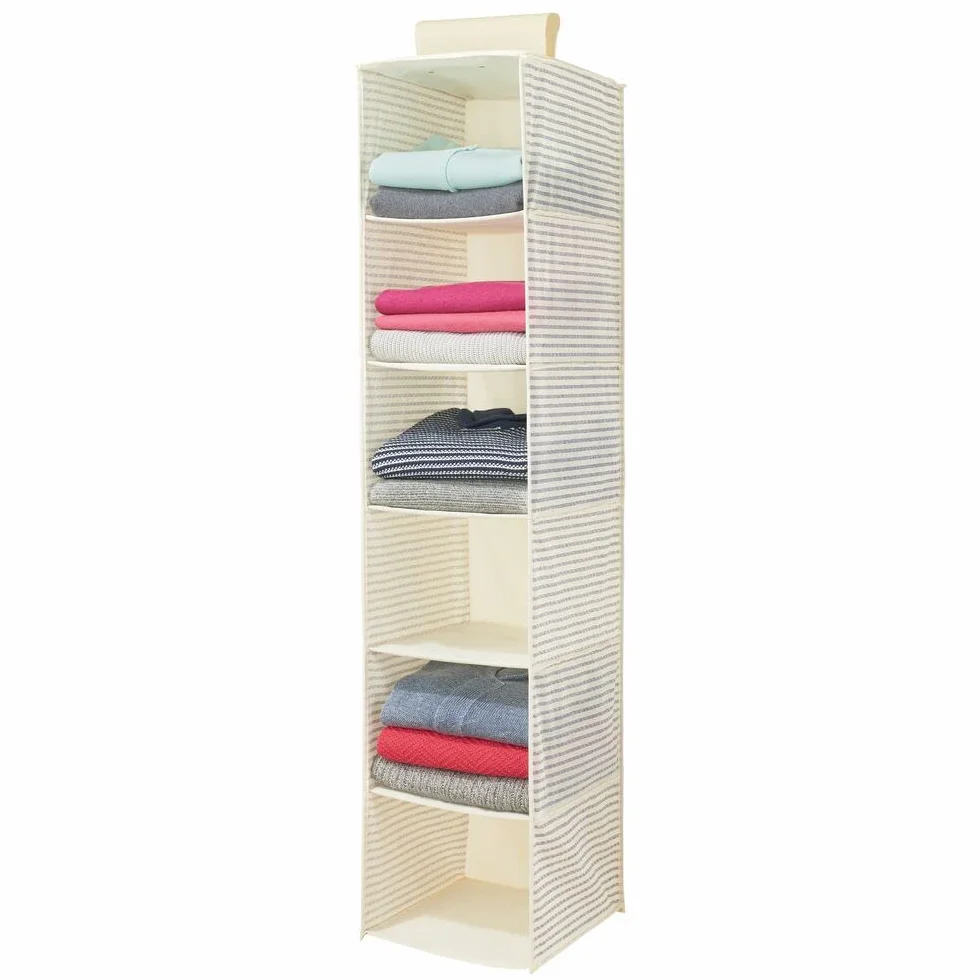 mDesign Organizzatore per armadio da appendere in tessuto 6 ripiani naturale blu cobalto