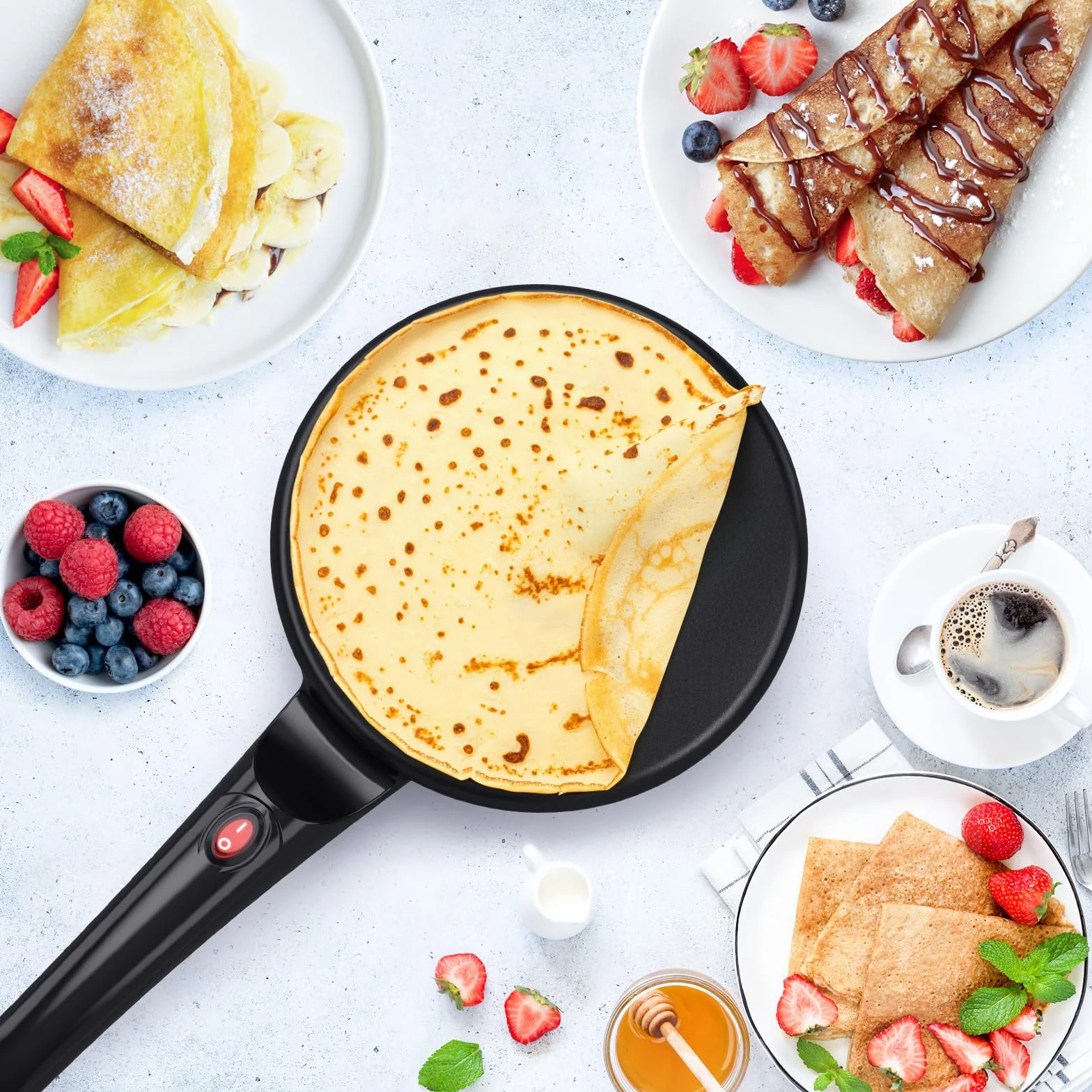 Crepiera Elettrica 800W 20cm Antiaderente Portatile SNAILAR