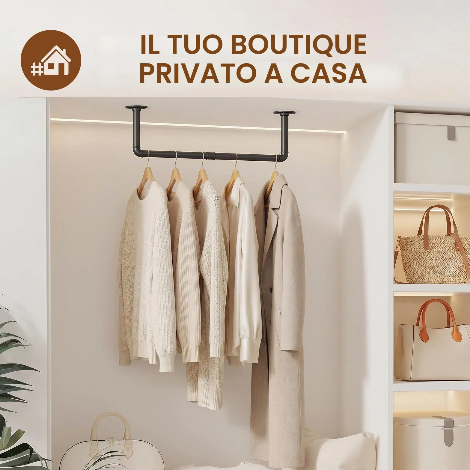 Bamworld Appendiabiti a Parete 2 Pezzo, Ganci per Cappotti in Metallo, Forma U Industriale, Nero