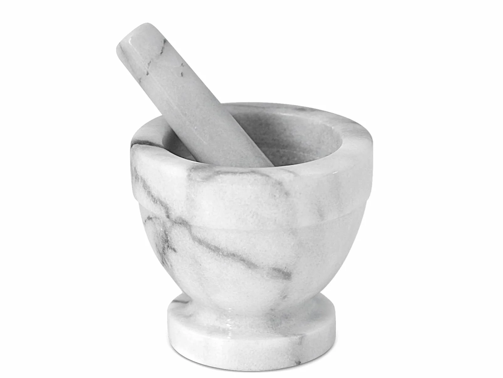 Mortaio con Pestello Marmo Bianco/Grigio 12 cm