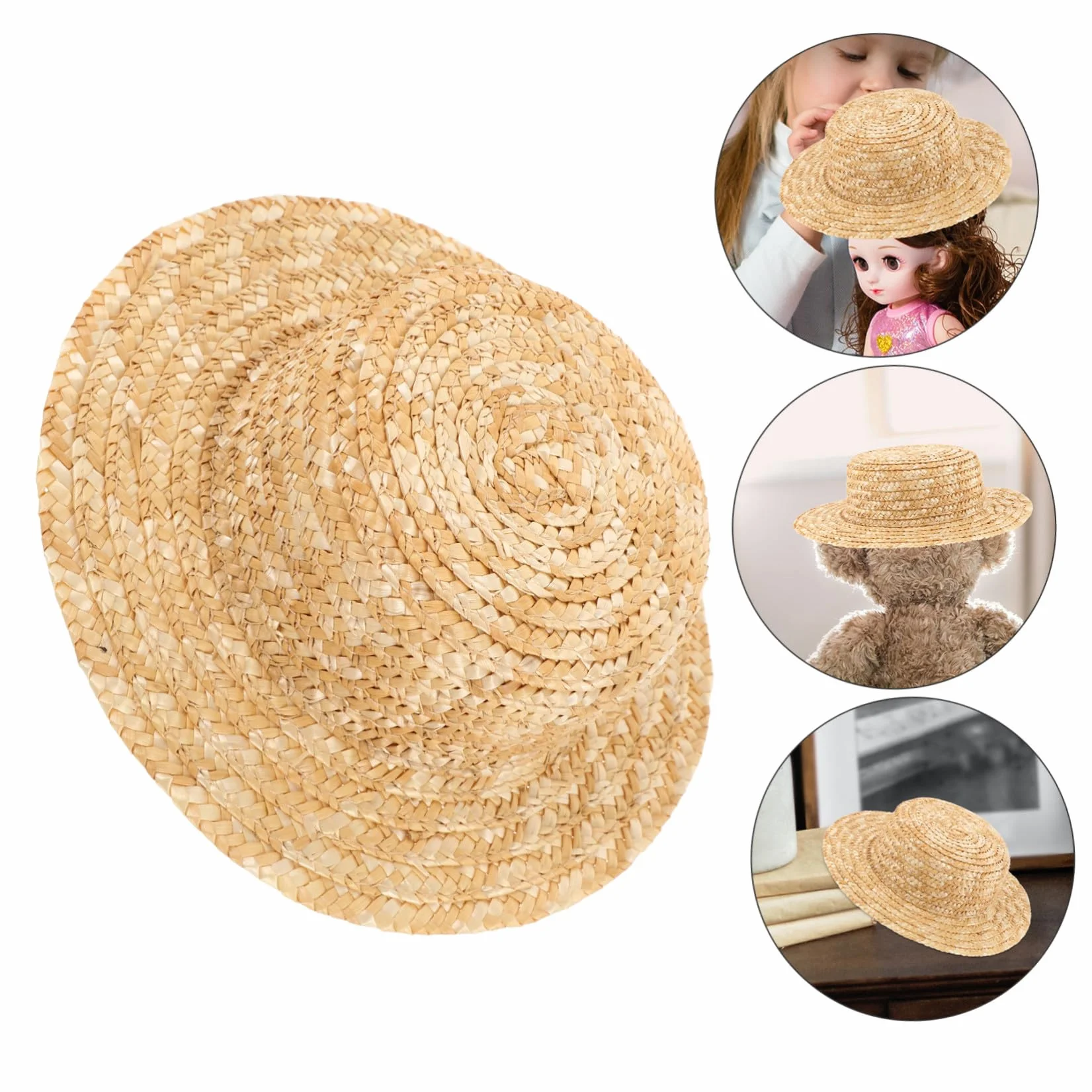 Mini Cappello per Accessorio Artigianale Decorativo Cappellino Rotondo Fatto Mano per Mini Doll