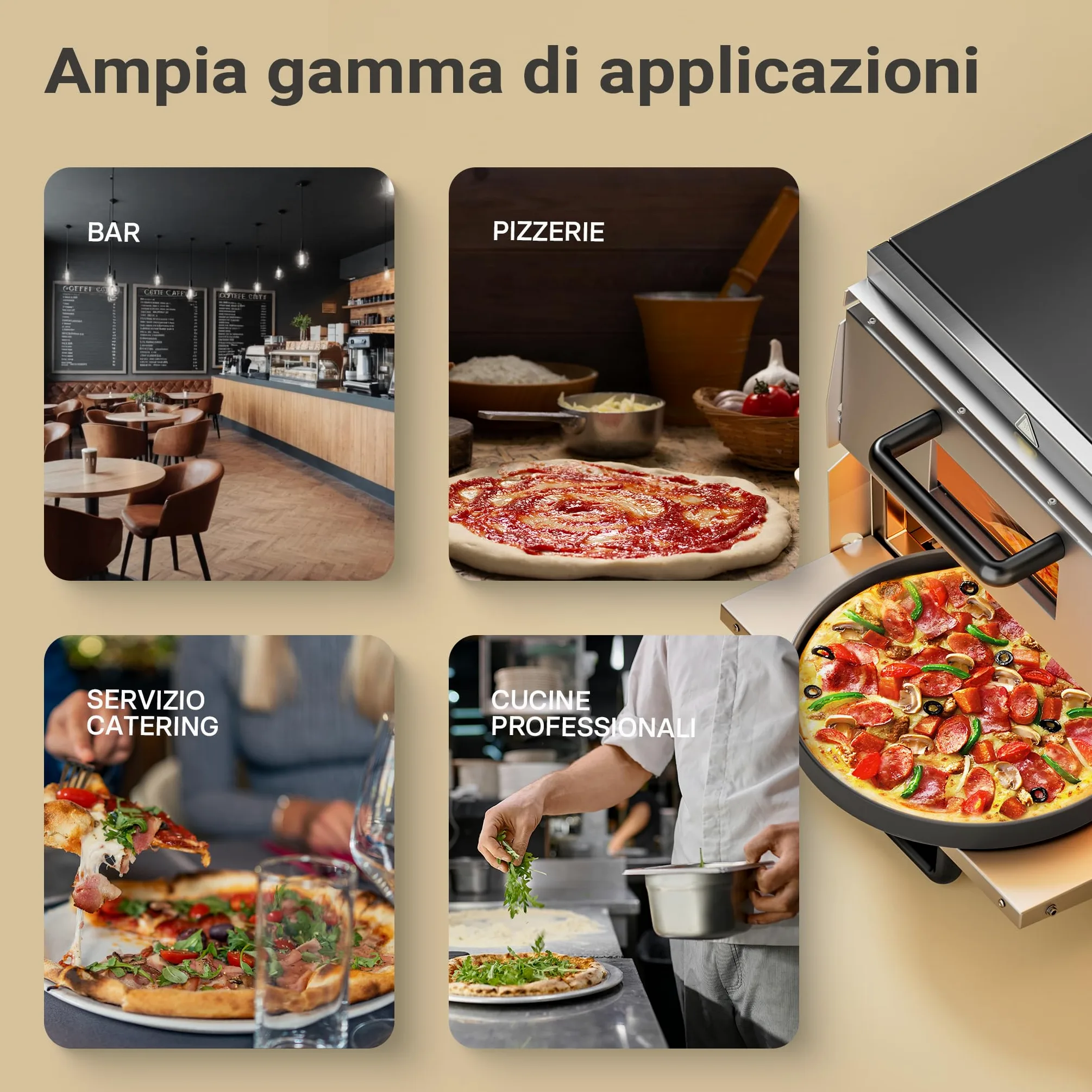 Wiltec Forno pizza elettrico a 2 livelli, con pietra refrattaria in cordierite, 3000W, 350°C Fornetto pizza