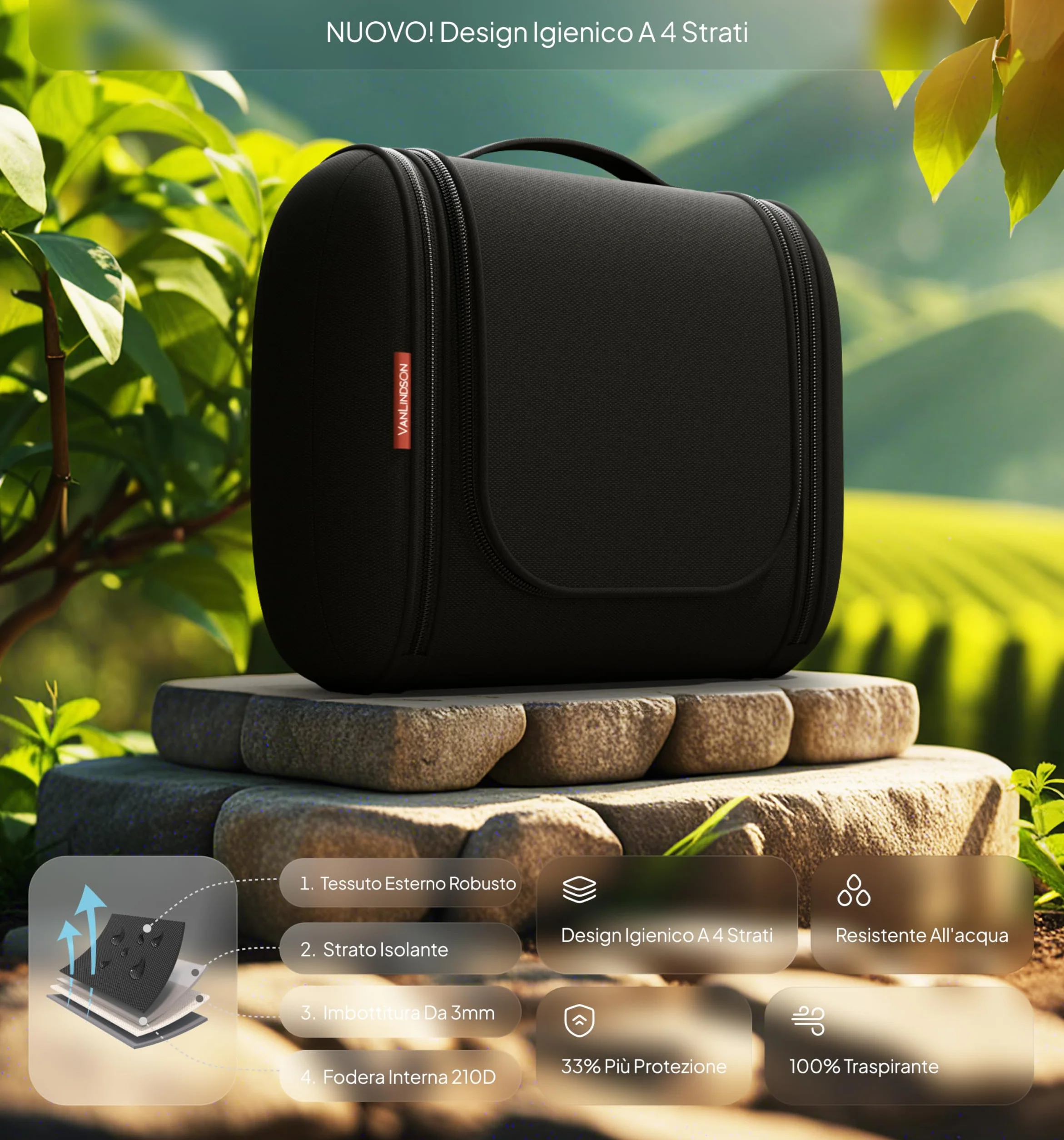 Beauty Case da Viaggio [Capacità 8L, Design 2025] | Trousse Organizer, Porta Trucchi con Gancio, Borsa da Bagno Pratica per Viaggio - Ideale Uomo/Donna