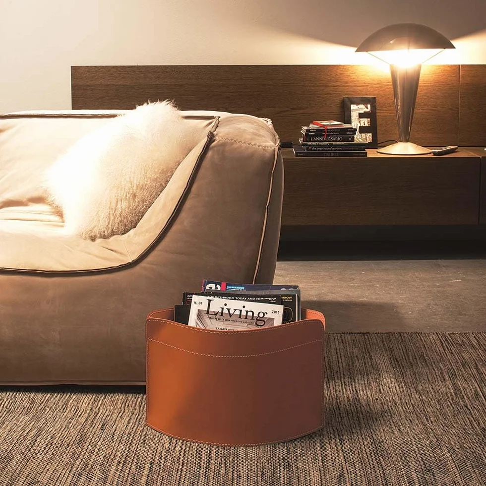 Portariviste in Cuoio di Design LIMAC Design GIUSY, Borsa Porta giornali Moderno, Contenitore riviste da Interno, Nero