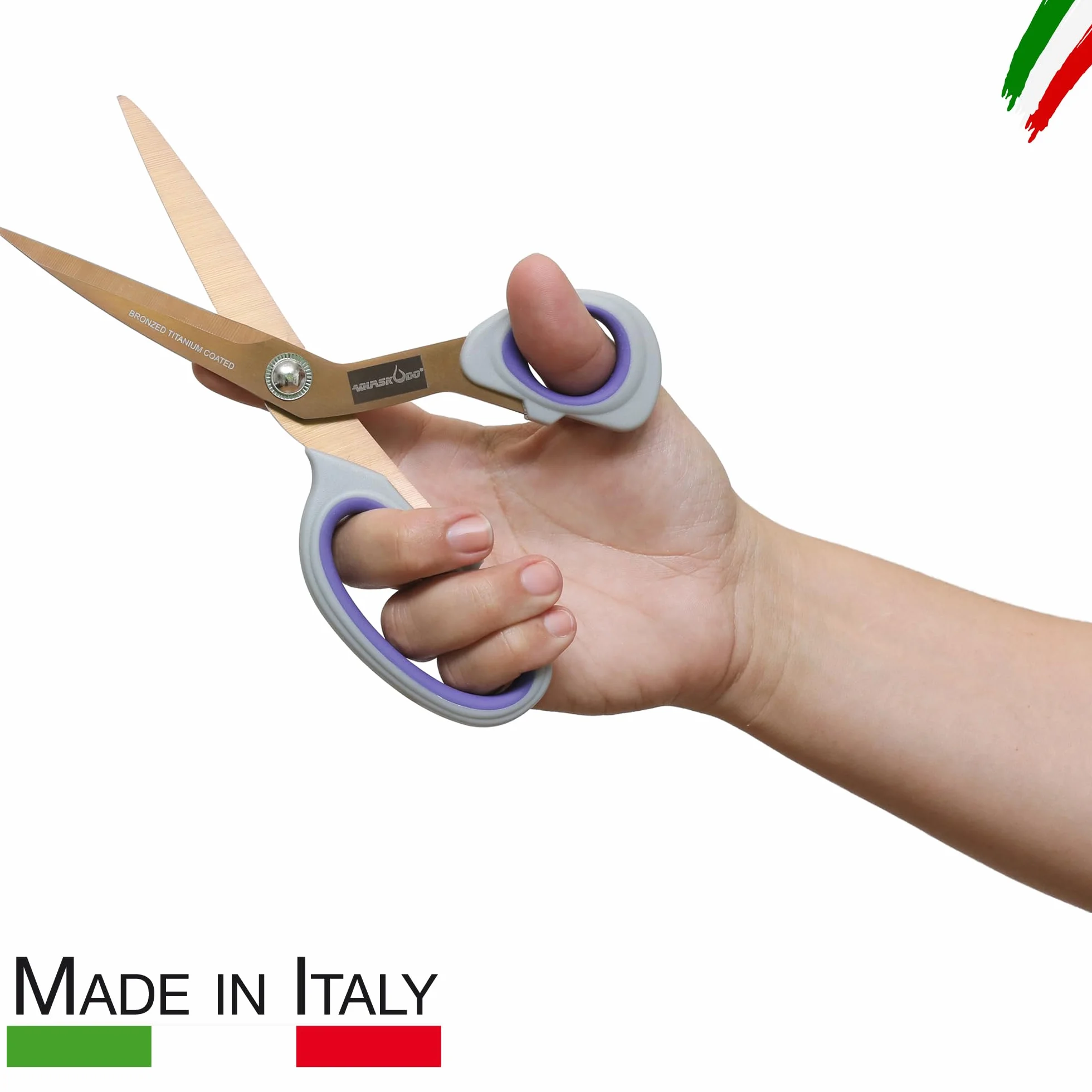 AQUASKUDO Forbici Multiuso Professionali in Acciaio Inox Rivestite in Titanio Finitura Bronzo - Made in Italy