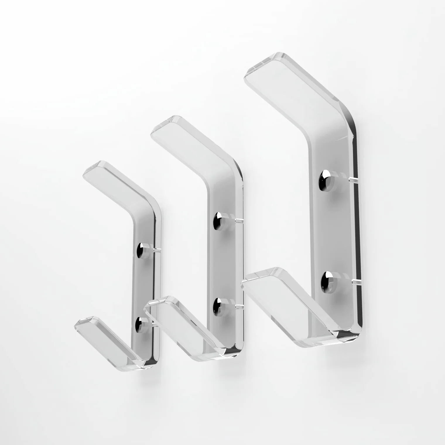 AGPLEX - Appendiabiti da Parete in vetro acrilico, Appendini da muro dal Design Moderno (3 Ganci)