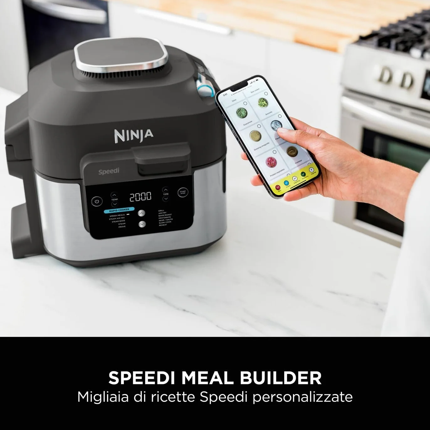 Ninja Speedi Pentola Elettrica Rapida 10 in 1 Friggitrice ad Aria 5,7L Nero ON500EU