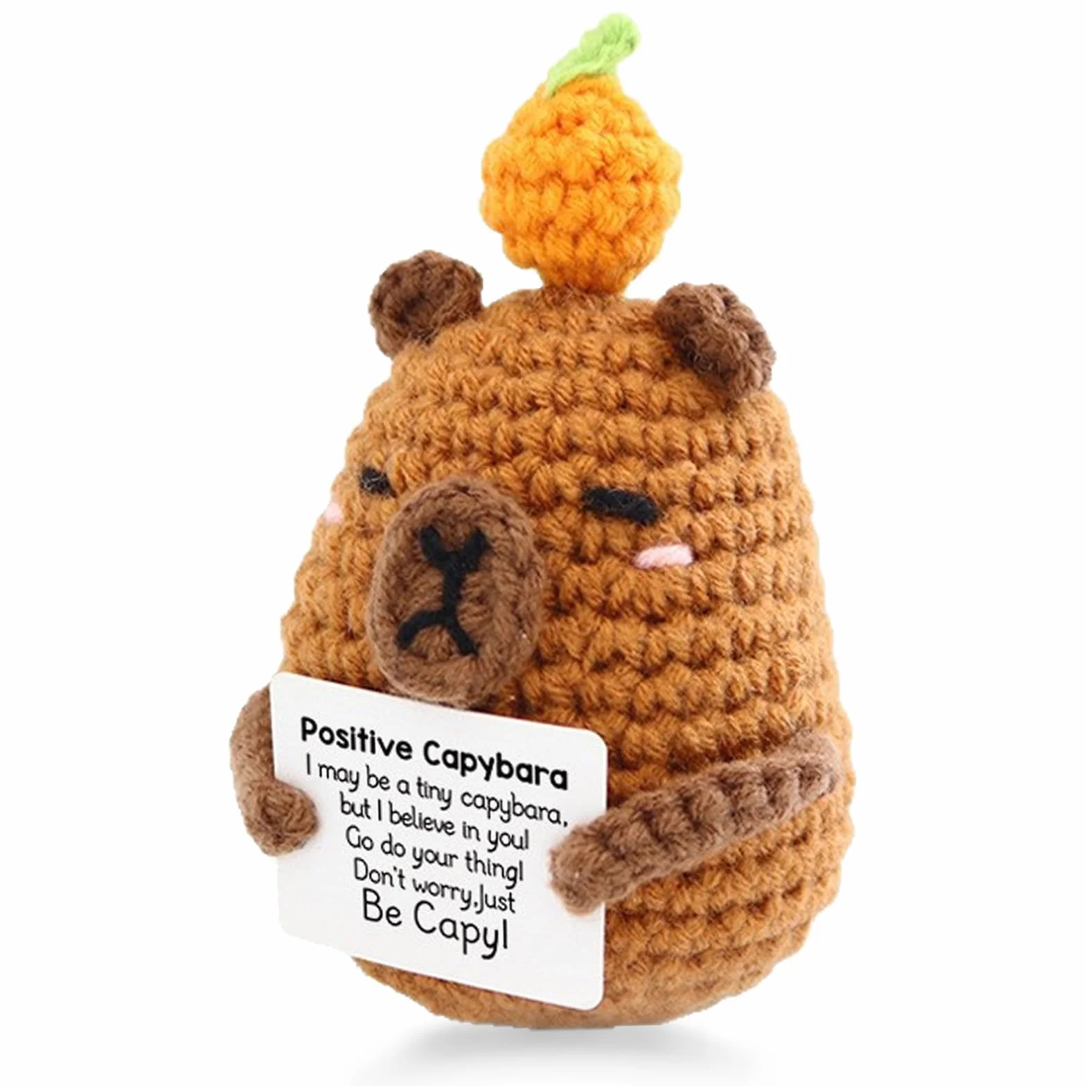 Capibara Positiva, Patata Positiva Uncinetto, Divertente Positive Capibara Supporto Emotivo, Capybara Motivazionale con Carta, Capybara Portafortuna Regalo per per Famiglia Amici Collega