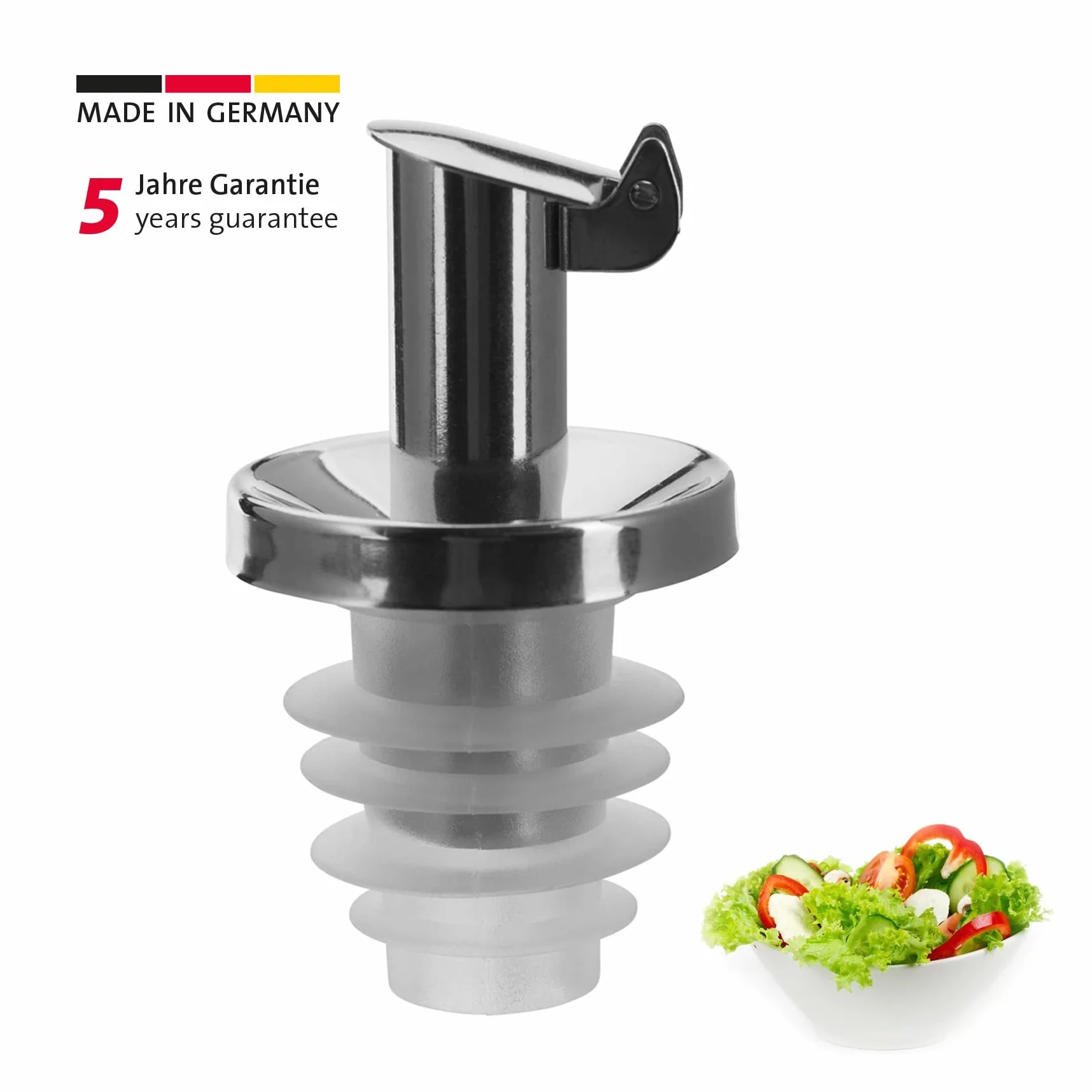 Westmark Beccuccio per Bottiglie di Olio e Aceto, Acciaio Inossidabile, Tappo in Silicone