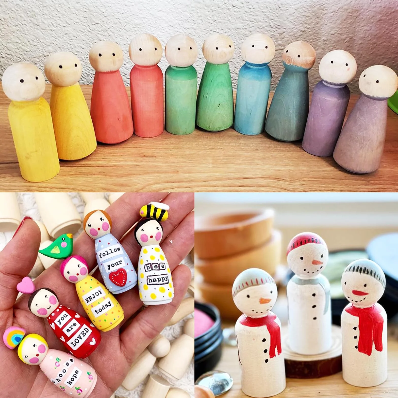 20 Pezzi Bambole Legno per Dipingere 53mm Non Rifinite Peg Doll Legnoso Piccole per Fai Da Te Creazioni Artistiche Famiglia Artigianato Decorazioni per Matrimoni (Femminile, Maschile Ogni 10)