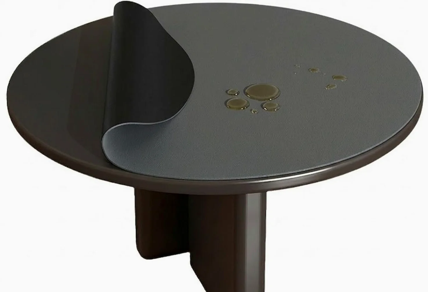 Reversibile Tovaglia Rotonda 120/180/160/140 cm Copritavolo Rotondo Impermeabile in Pelle Sintetica 2mm Spessore Protezione Tavolo per Sala da Pranzo Cucina Scrivania(Grey*Black,120cm)