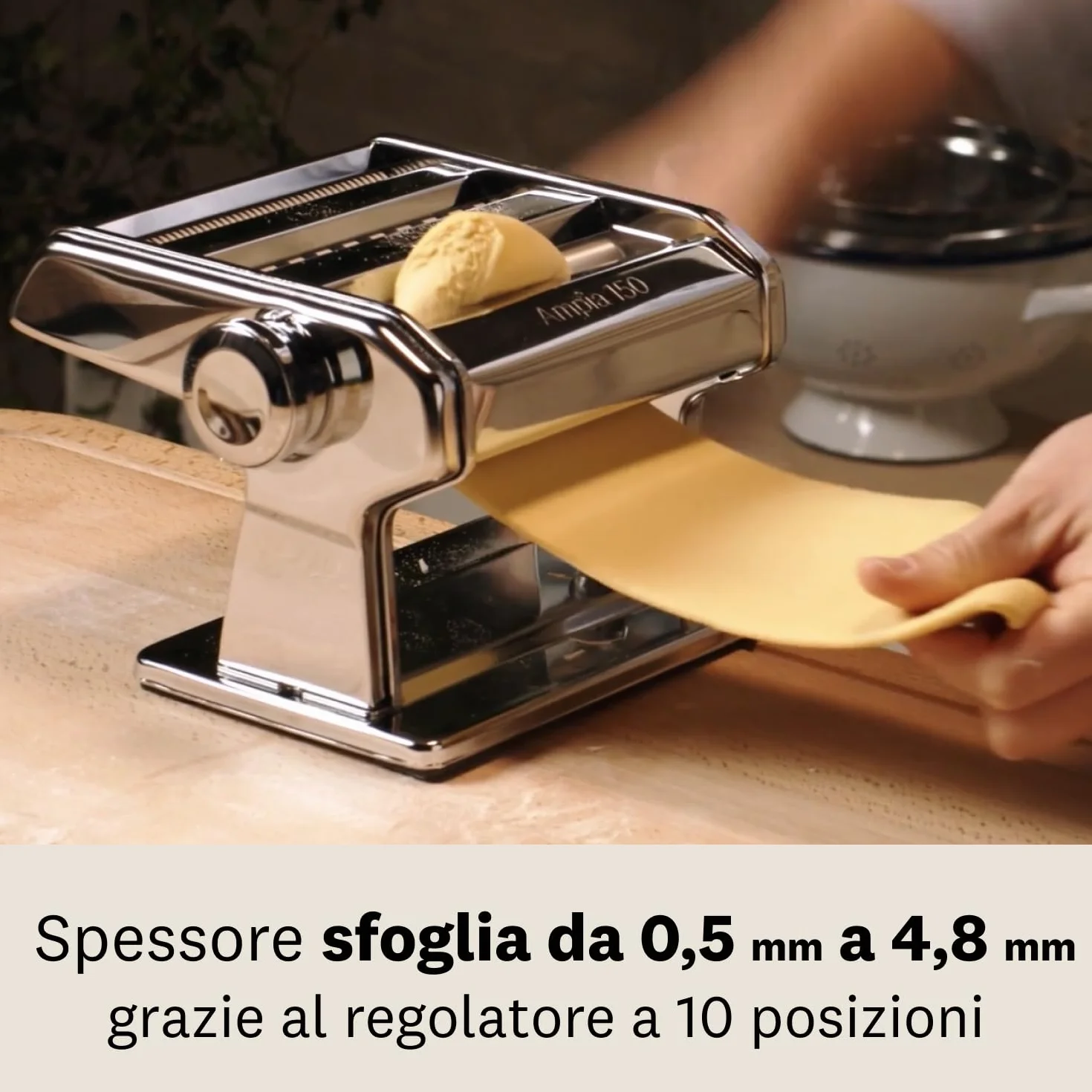 Marcato Ampia 150 AM-150-CLS Macchina per Pasta Manuale Acciaio Cromato Argento