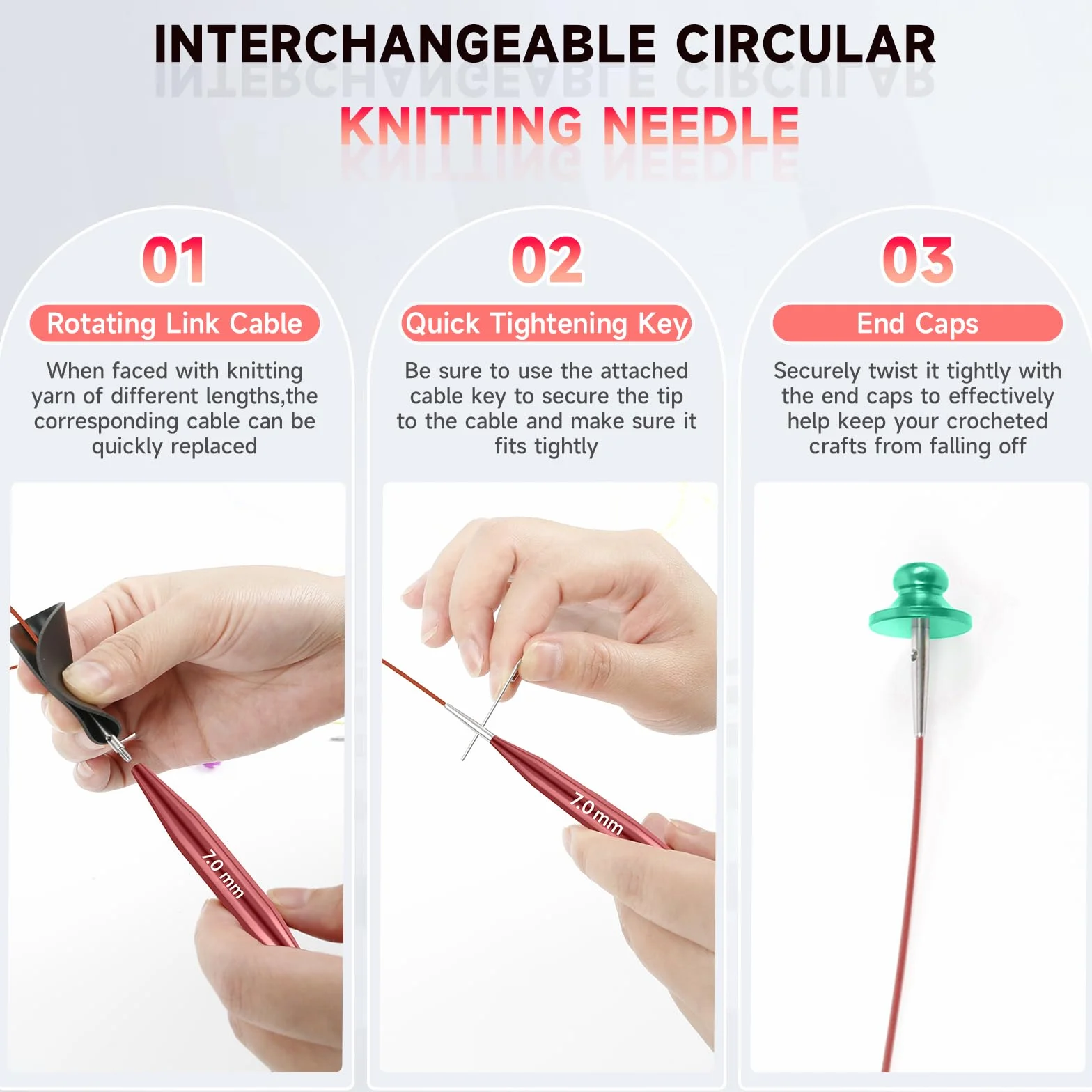 Set di ferri circolari corti intercambiabili, 5 cm, mini ferri da maglia intercambiabili con borsa e accessori, 12 aghi da 3 a 8 mm di diametro, 4 cordoncini da 15-55 cm, set di uncinetti in