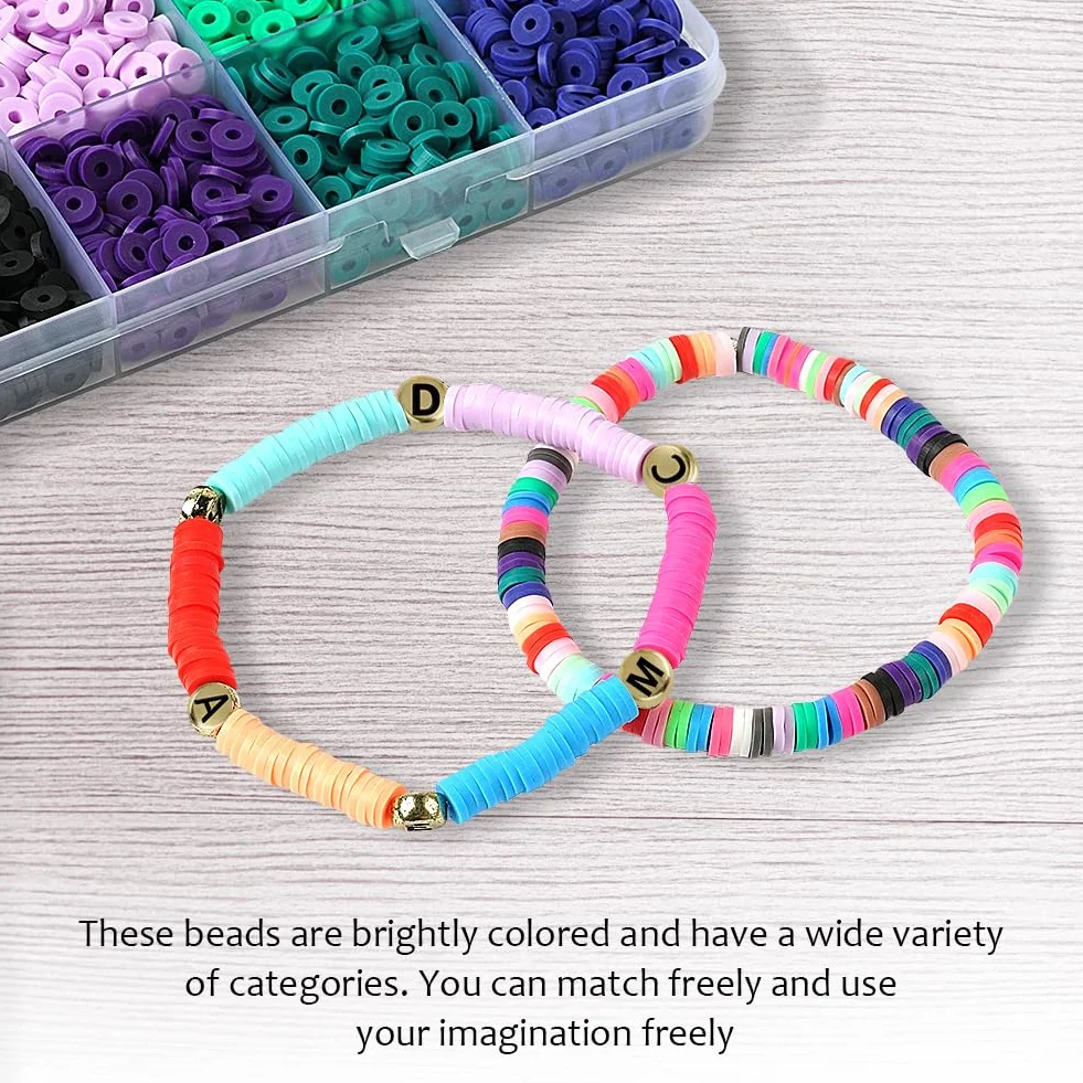 Vicloon Perline di Argilla 6mm 4500Pcs Kit 24 Colori per Braccialetti, Collana, Orecchini Fai Da Te