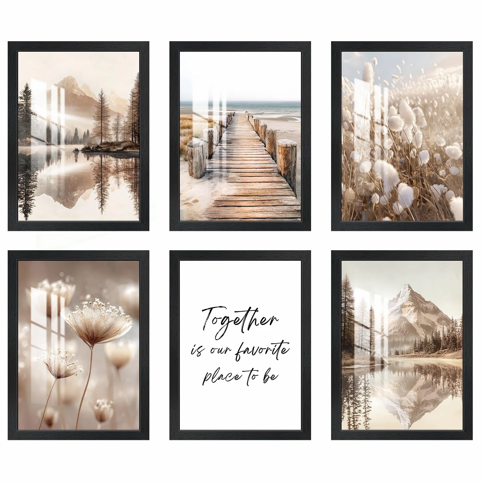 2cm 6Pcs A4 Cornice per Foto con Plexiglas HD, Cornice in Legno Nera 20x30cm, Cornice Portafoto per Pareti e Tavoli Orizzontali o Verticali per Foto, Immagini, Poster, Puzzle, Documenti, Diplomi