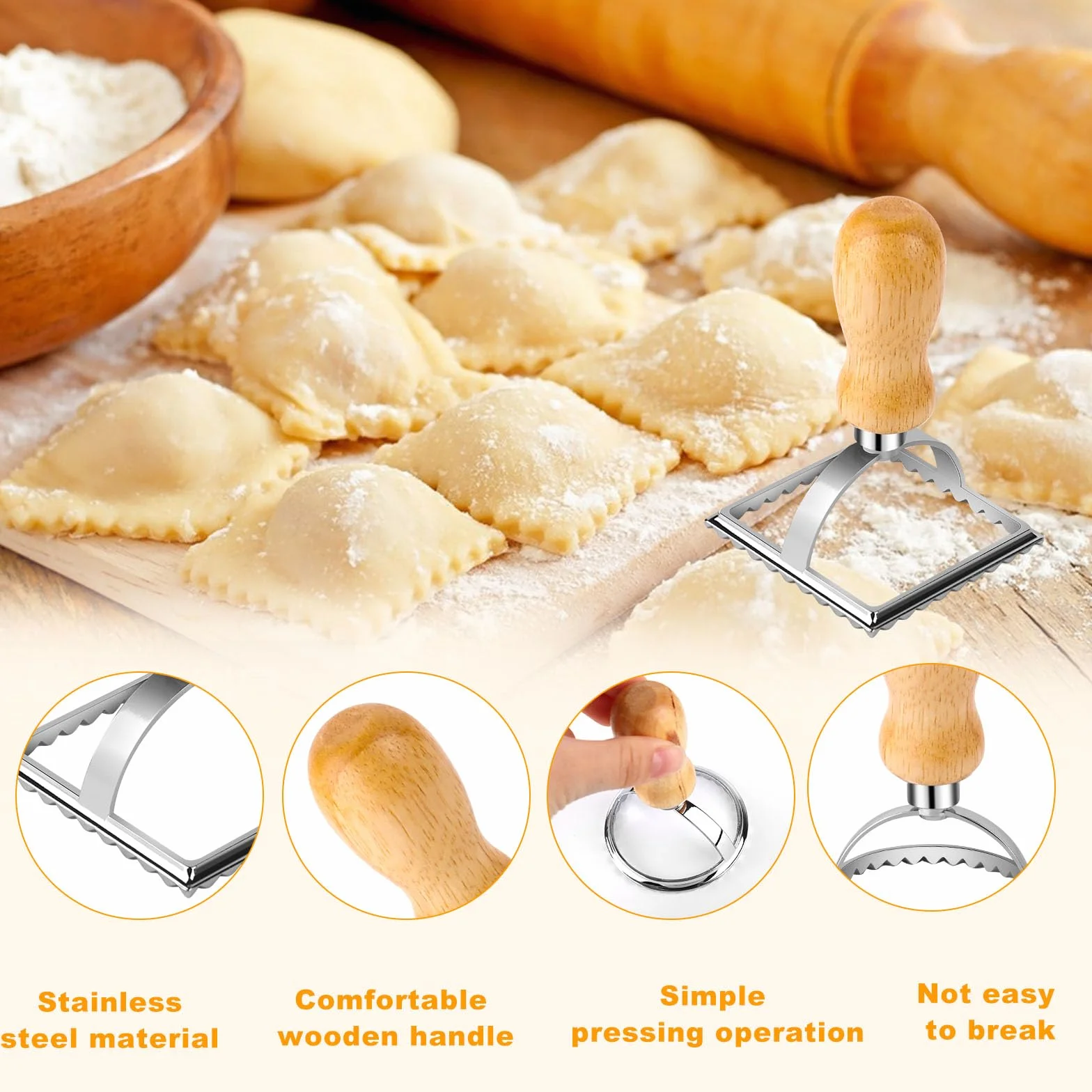 Stampo per Ravioli 5 Pezzi Taglia Ravioli e Taglierina per Pasta Biscotti