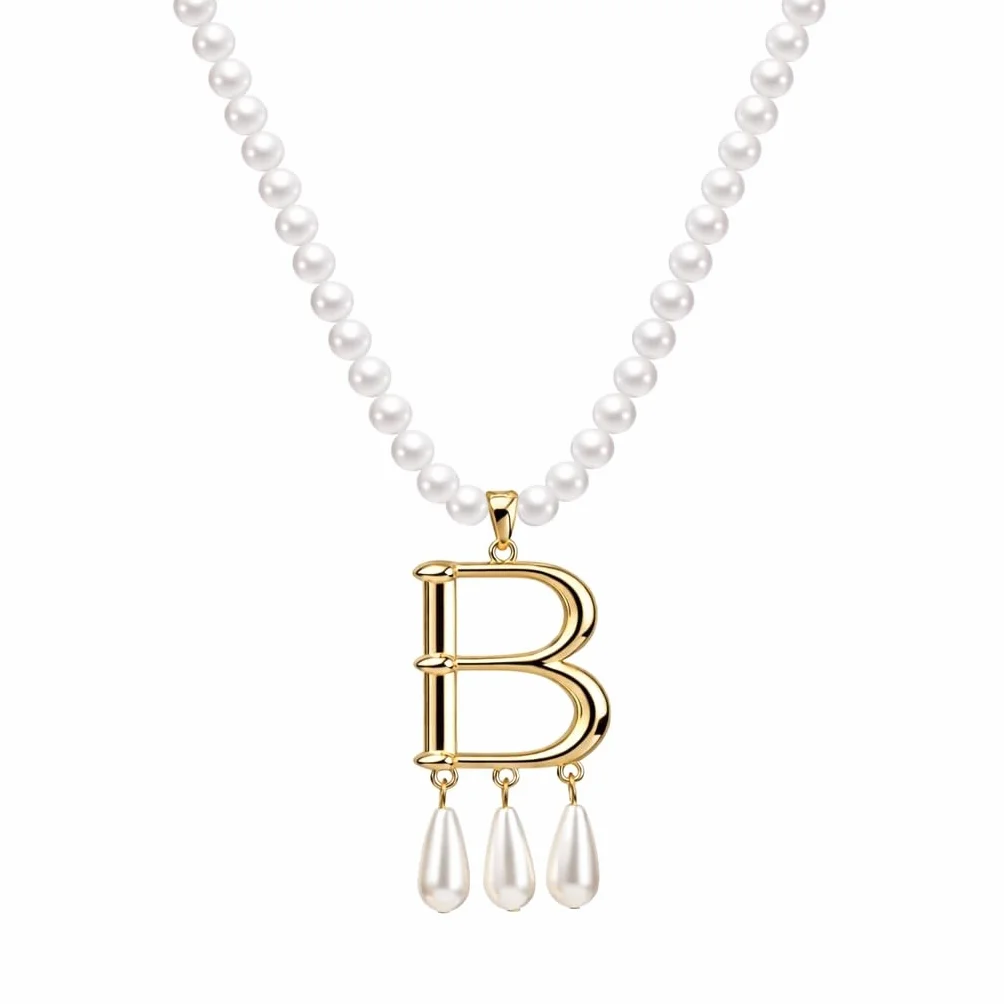 Collana ispirata ad Anne Boleyn, collana di perle con lettere, design minimalista in argento vintage