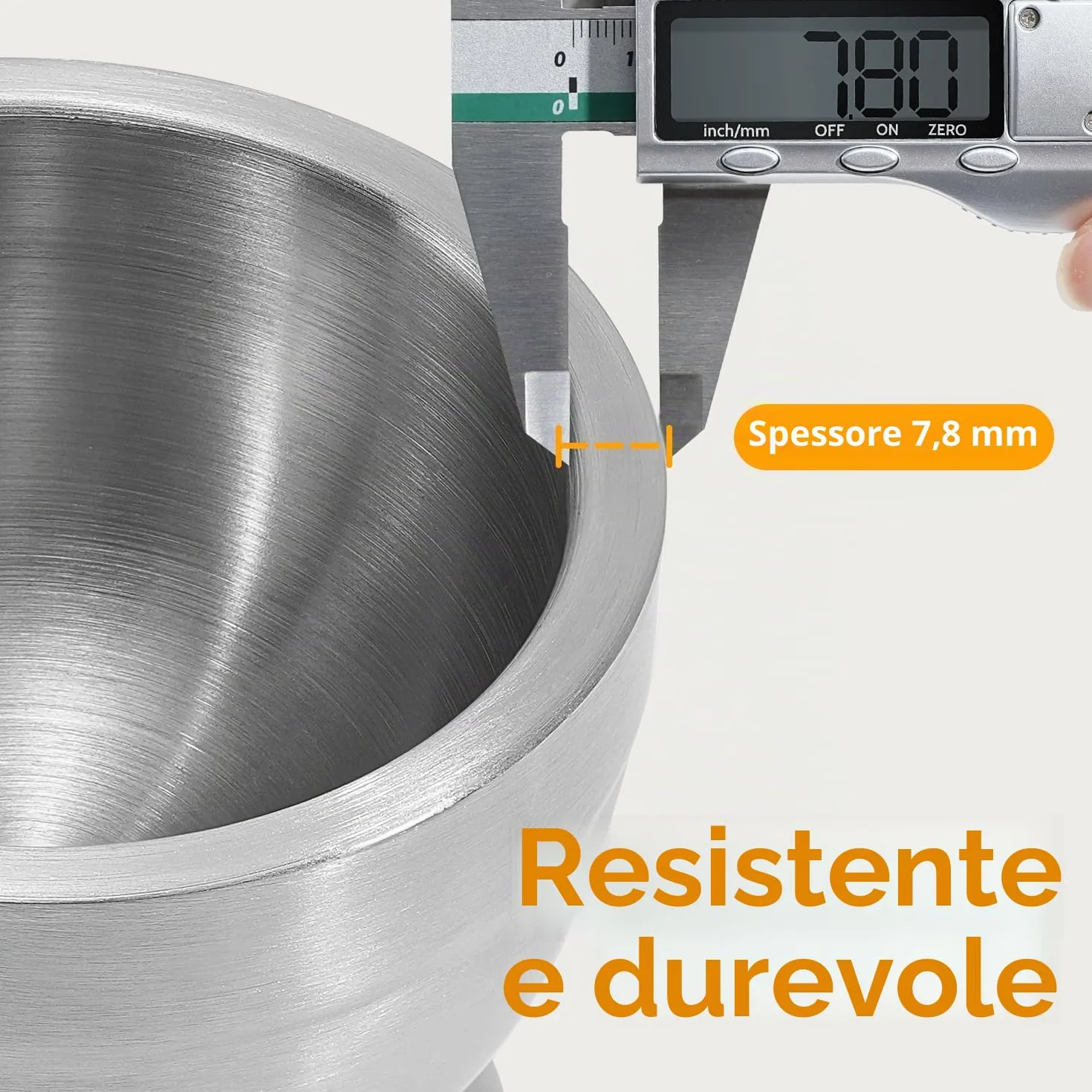 Sopito Mortaio con Pestello in Acciaio Inossidabile 18/8, Set Spezia Macinino Ciotola Erbe
