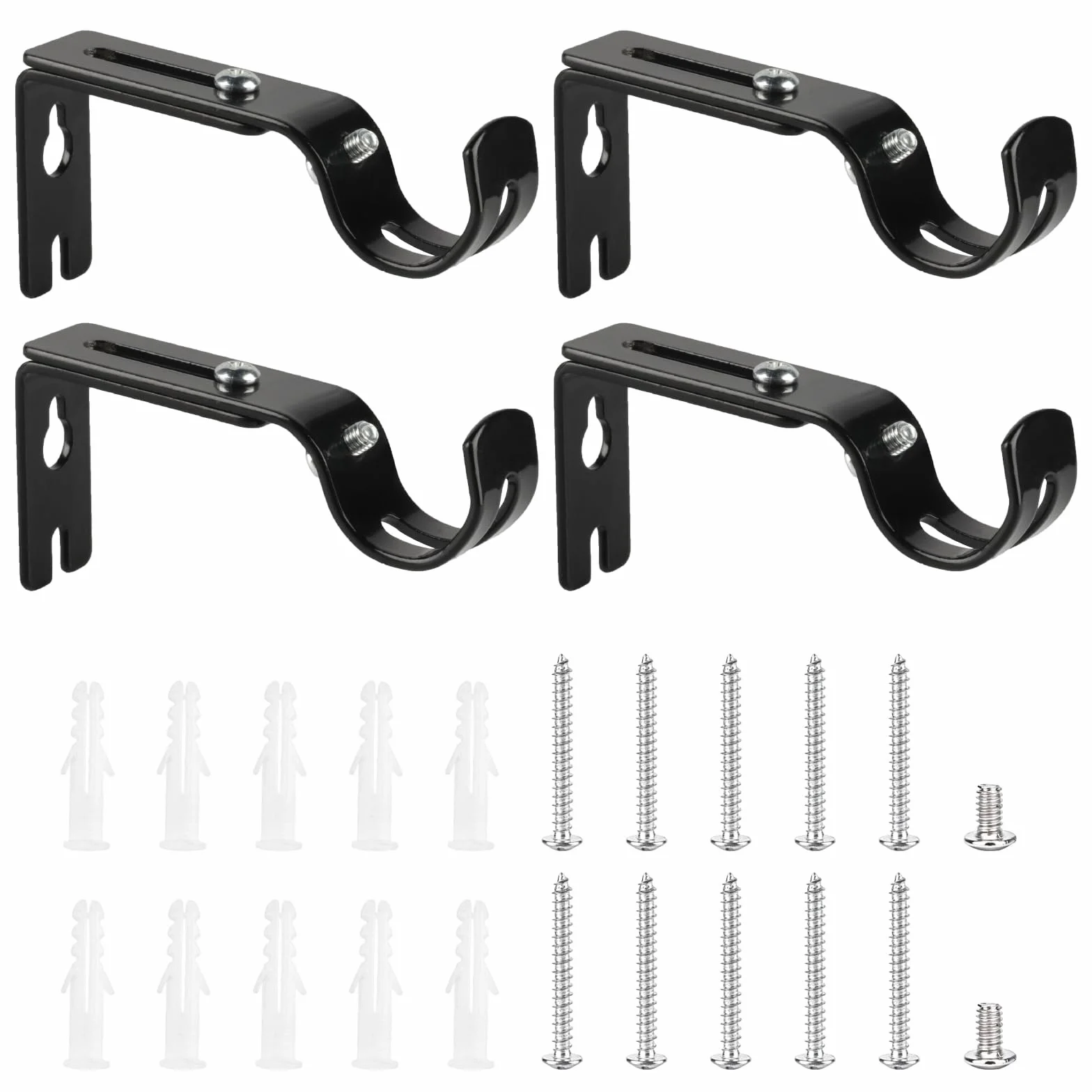 Staffe da parete in metallo nero per aste tende resistenti regolabili 25 mm