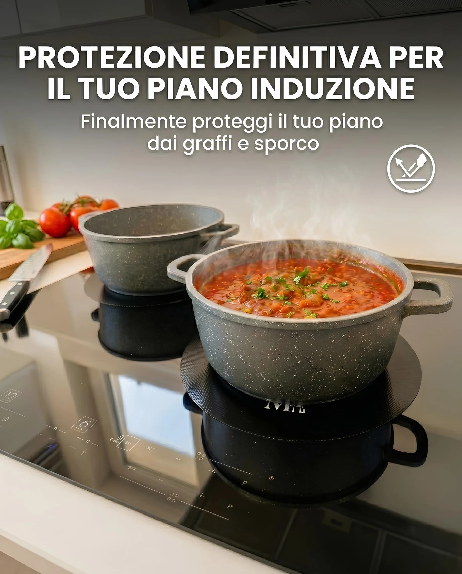 Tappetini Piano Induzione Antiscivolo Set 5 pezzi Protezione Alte Temperature Lavabili
