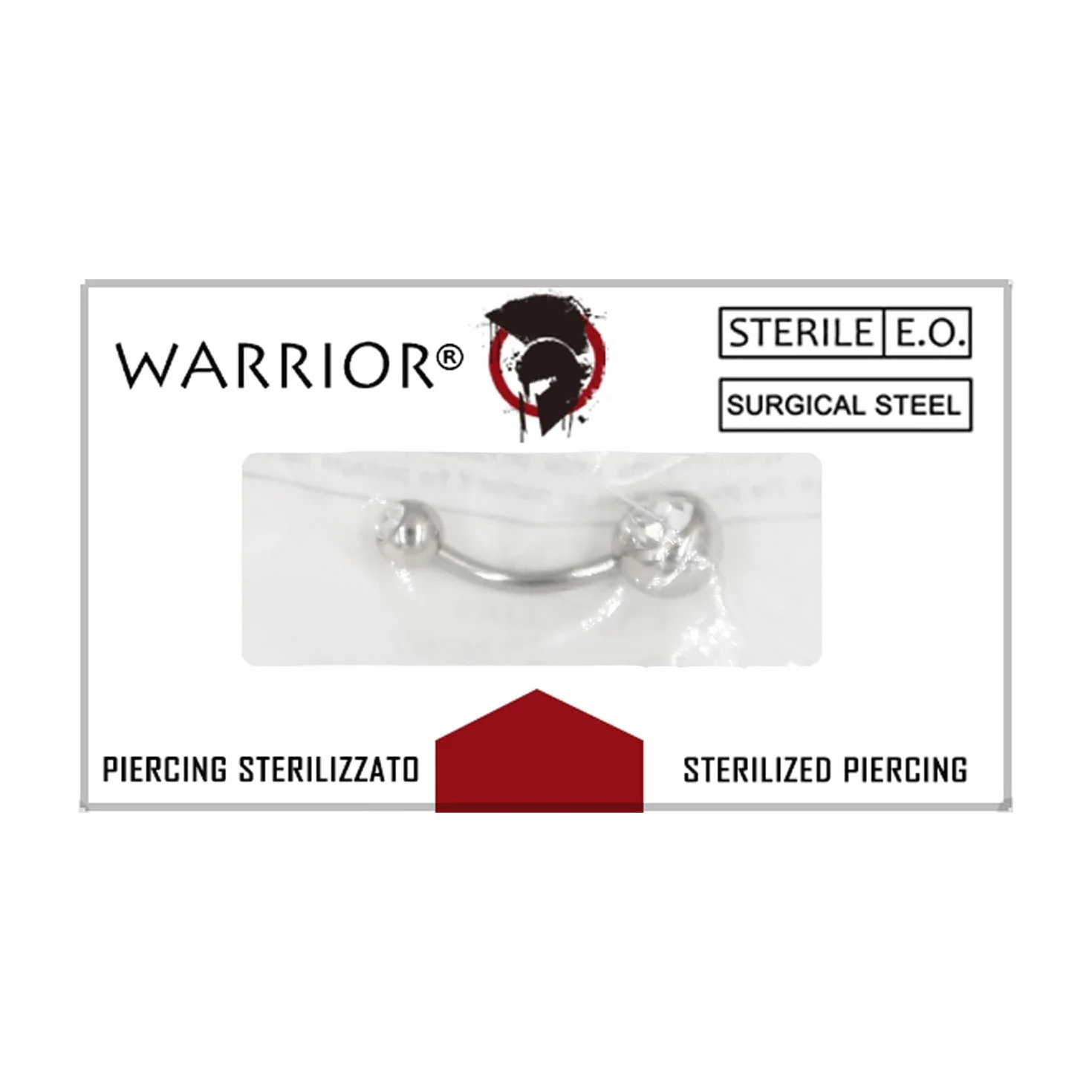 WARRIOR Piercing Ombelico STERILE Acciaio Chirurgico 316L Banana Classico Doppio Cristalli