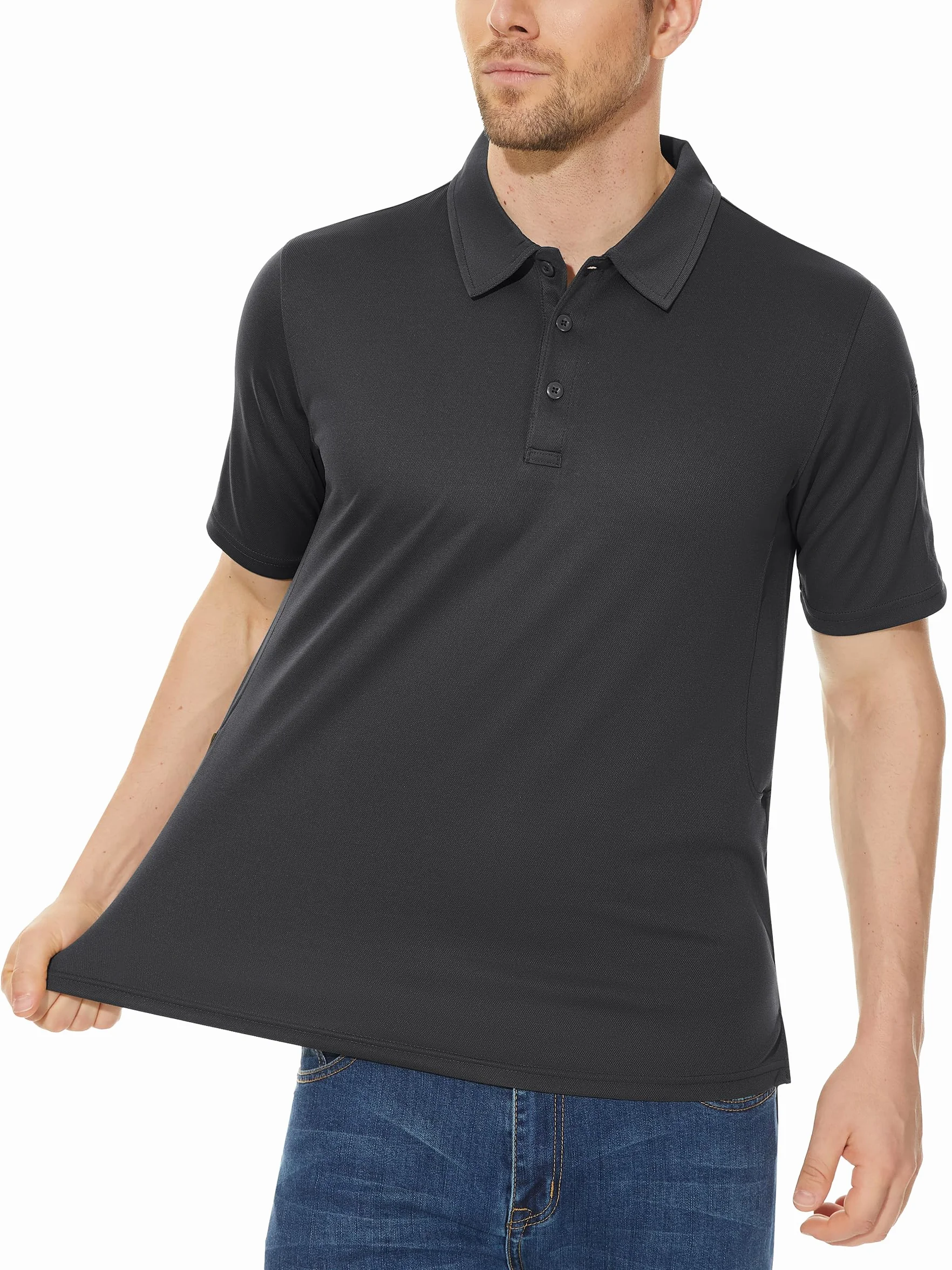 KEFITEVD Polo Shirts Uomo Manica Corta Golf Tshirts Asciugatura Rapida Army Tshirt Sport Outdoor Polo con Portaocchiali Leggera T-Shirt Estiva
