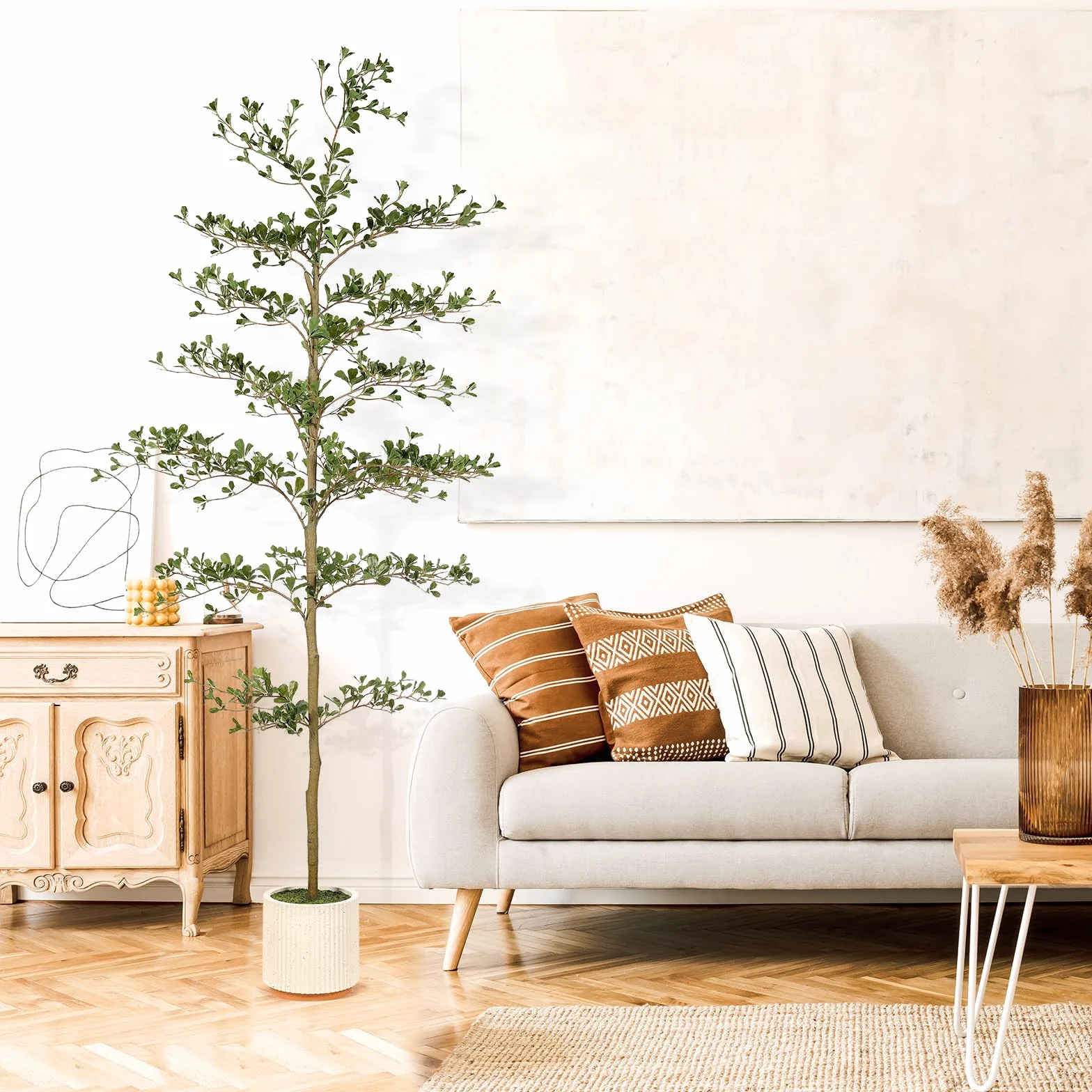 FEELEAD Albero di ulivo finto nero, 2,1 m, realistico albero di olivo nero con vaso da interni finti ulivi neri con rami naturali e foglie realistiche per la decorazione di casa e ufficio