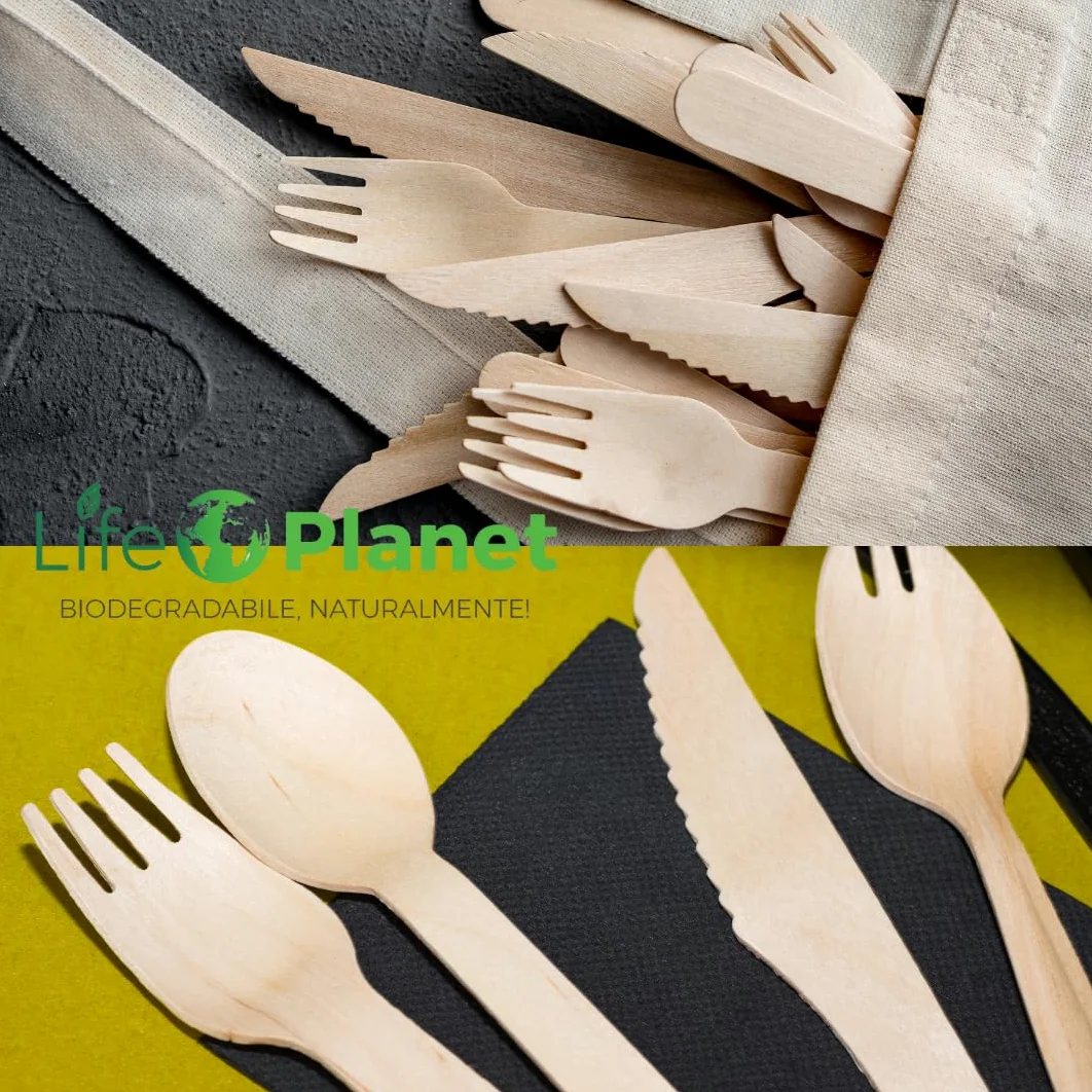 Forchette In Legno, Posate Usa e getta, Biodegradabili e Compostabili, Stoviglie Monouso 100% Naturali (500, Forchetta 14 Cm)
