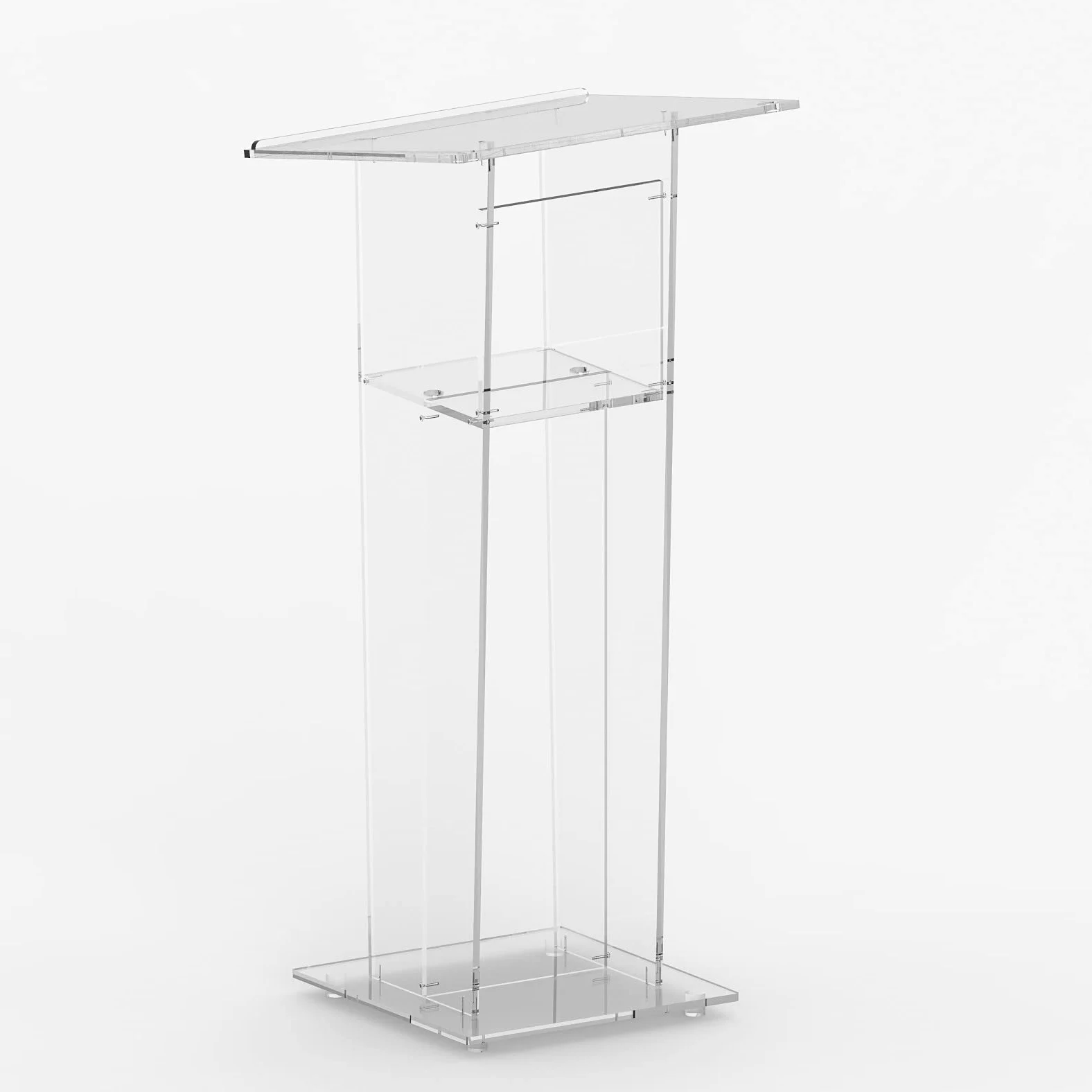 Leggio in plexiglass trasparente con piano inclinato - Misure ingombro: 50x50xH 118