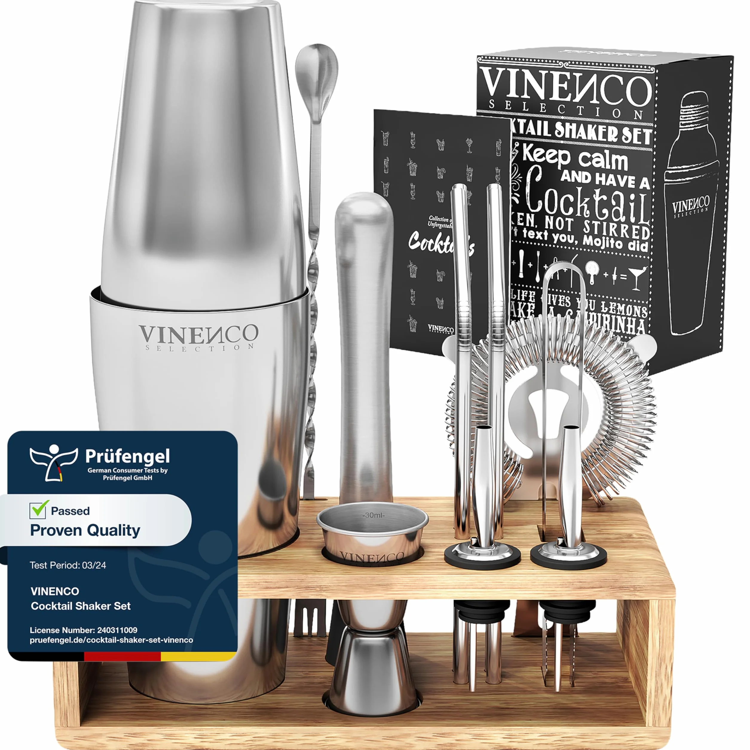 Professionale Boston Shaker Cocktail Set con Soporte Acciaio Premium per Mojito Martini Gin Long Drink