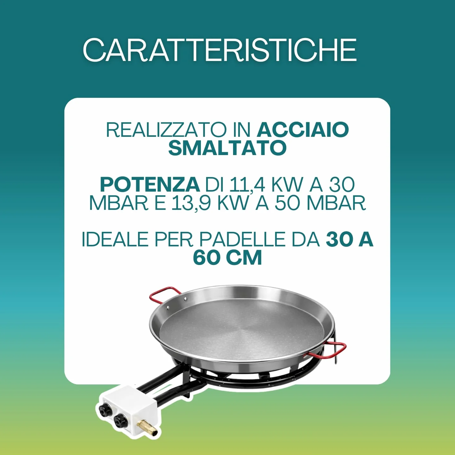 PALUPLUS Bruciatore a Gas per Padelle o Paellera, Diametro 40 cm, Bruciatore a 2 Fuochi in Acciaio Smaltato con Doppio Regolatore Fiamma, Adatto a padelle da 30 a 60 cm, Potenza 11,4 Kw -4000F