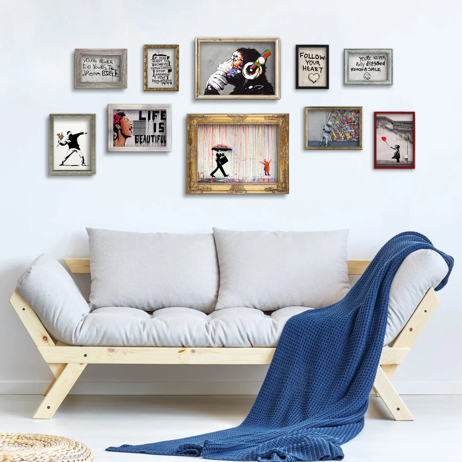 Giallobus - Set 10 poster da parete - Banksy - Raccolta Banksy 1 - Carta Patinata - | 2 x A3 42x30cm | 4 x A4 30x21cm | 4 x A5 21x15cm | - SENZA CORNICI - Stampe moderne soggiorno