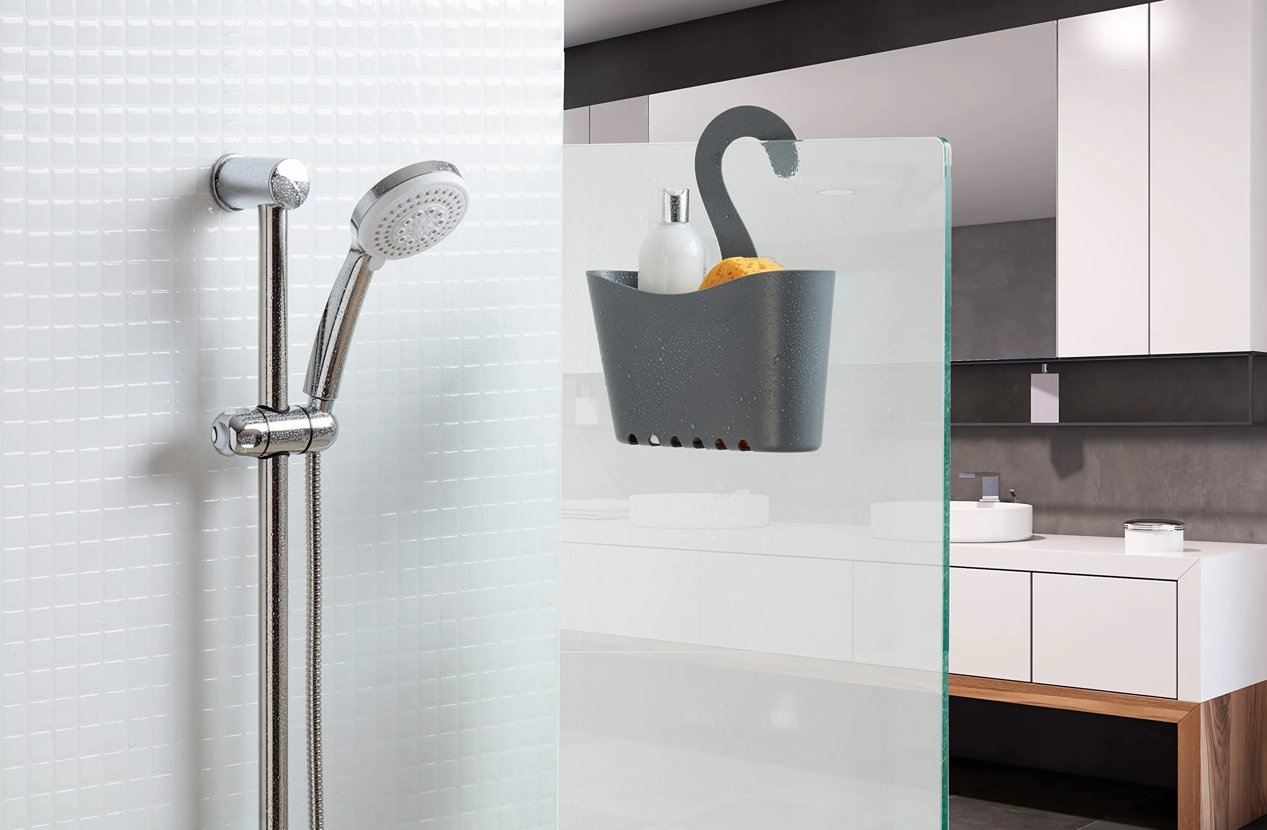TATAY Portasapone per Doccia Impilabile 25x9x28 cm Grigio