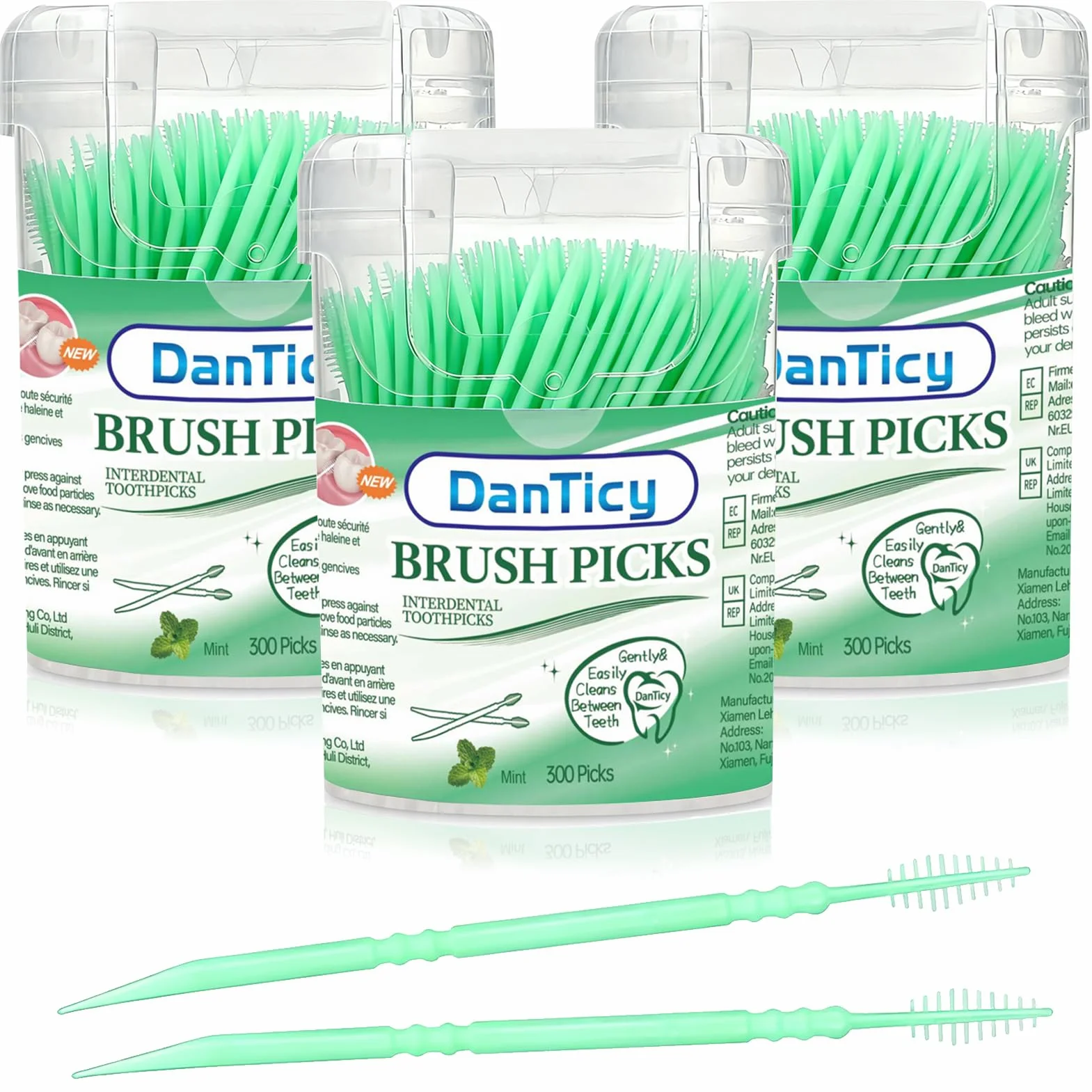 Stuzzicadenti Aromatizzati alla Menta con Setole Morbide 900 Pezzi (Confezione da 3) per Rimuovere Placca