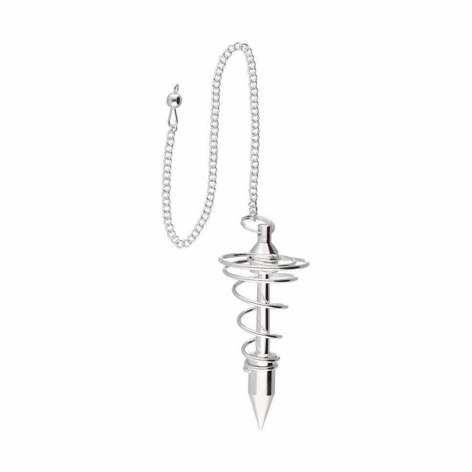 Pendolo a forma di spirale, metallo, color argento, grande