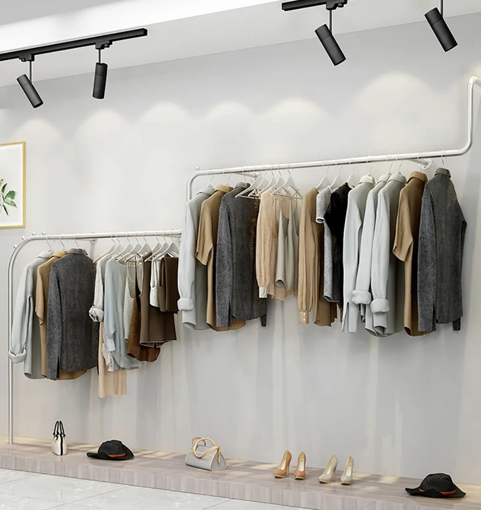 Appendiabiti da Parete Dorato, Appendiabiti da Sposa Industriale Moderno per Negozio di Abbigliamento, Espositore per Negozio di Abbigliamento Boutique Creativo