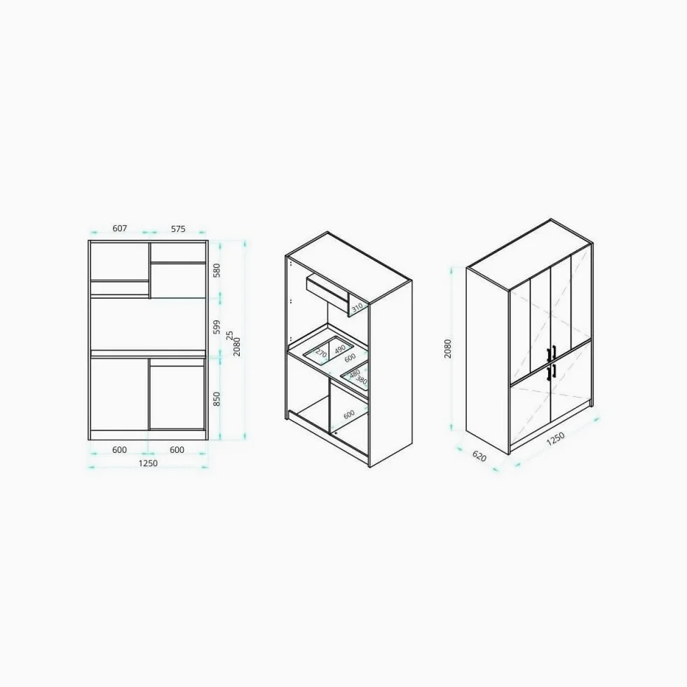 Cucina salvaspazio a scomparsa Fold Evolution colore bianco e elettrodomestici inclusi 125x62x208H