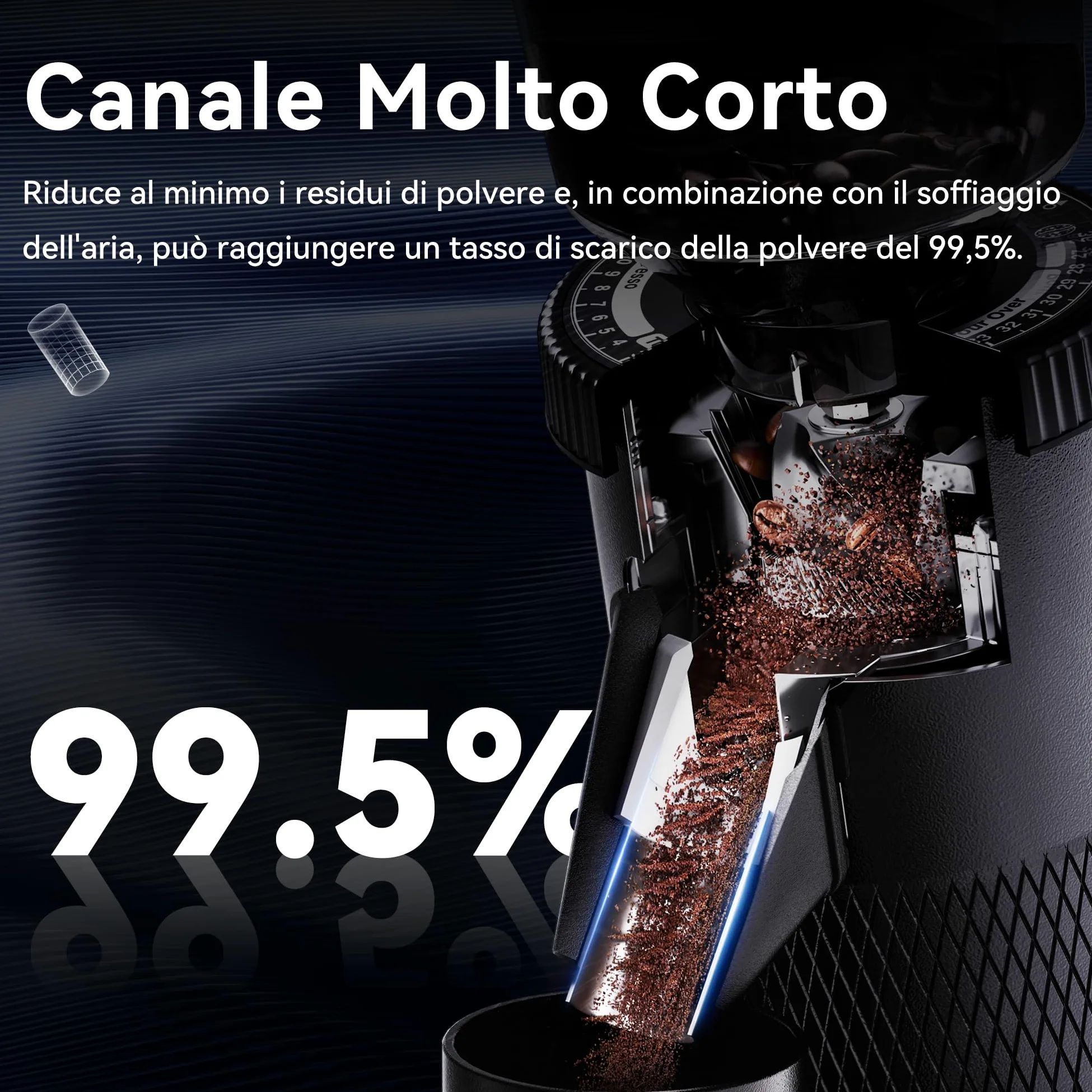 HIBREW Macinacaffè Bava Conica, Espresso Grinder Single Dose con 36 Macinature Regolabile, Capacità di 50g chicchi, Lega di Alluminio, Adatto per Espresso/Pour Over/Bocca/Turco/Goccia