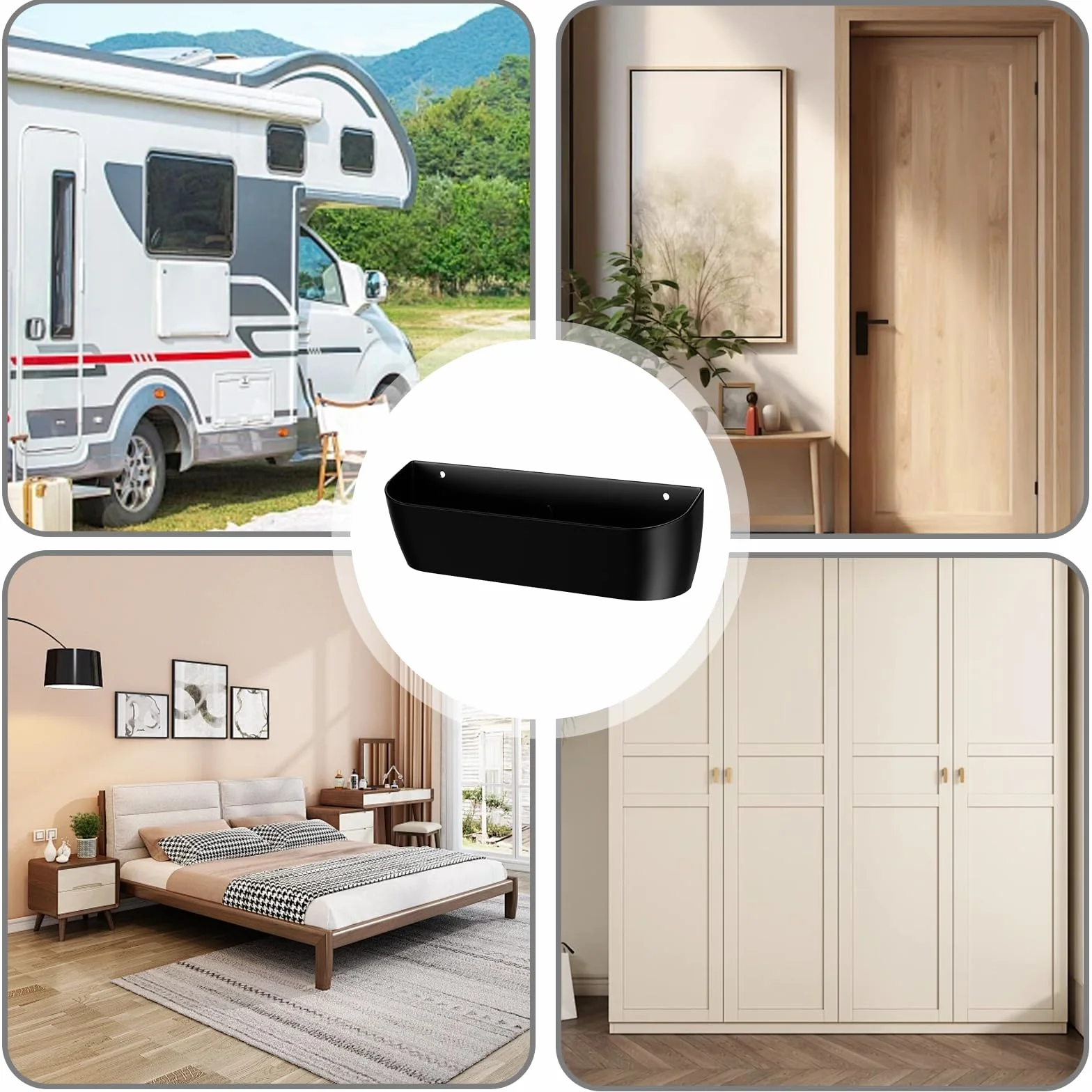 Portascarpe da parete per camper, 4 pezzi, autoadesivo, plastica