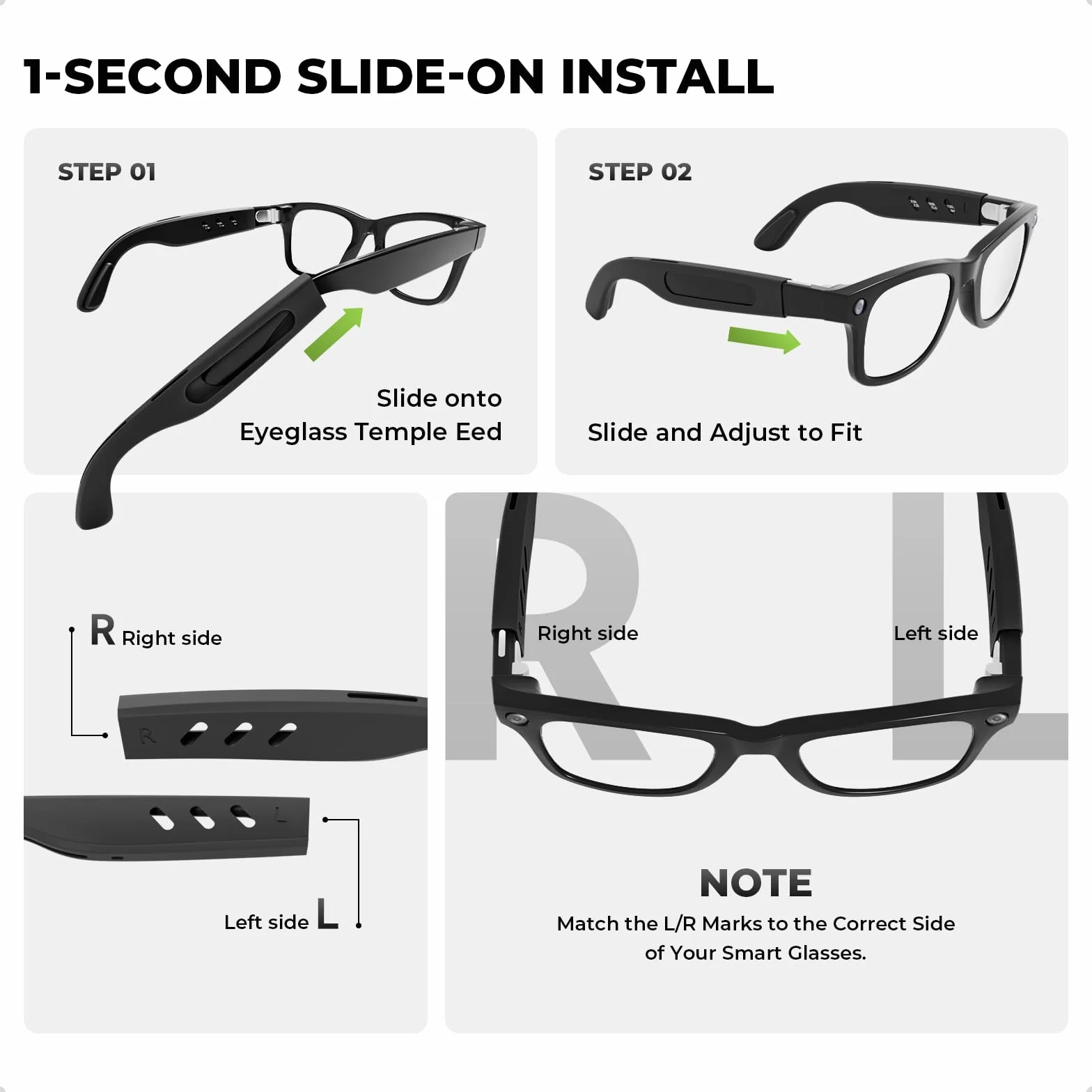 Grip w silikonie do okularów kompatybilnych z Ray-Ban Meta Smart Glasses, antypoślizgowe haczyki na uszy i uchwyty do okularów