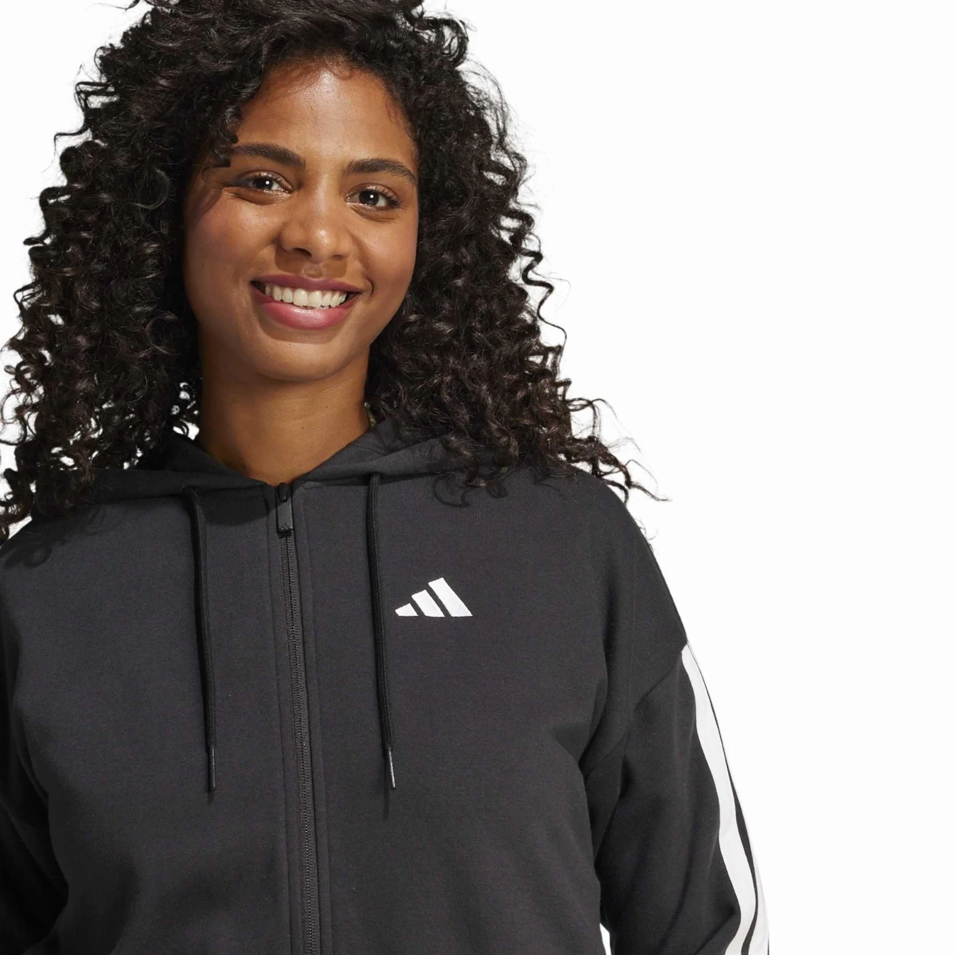 adidas Women Felpa con Cappuccio Essentials 3-Stripes French Terry Full-Zip