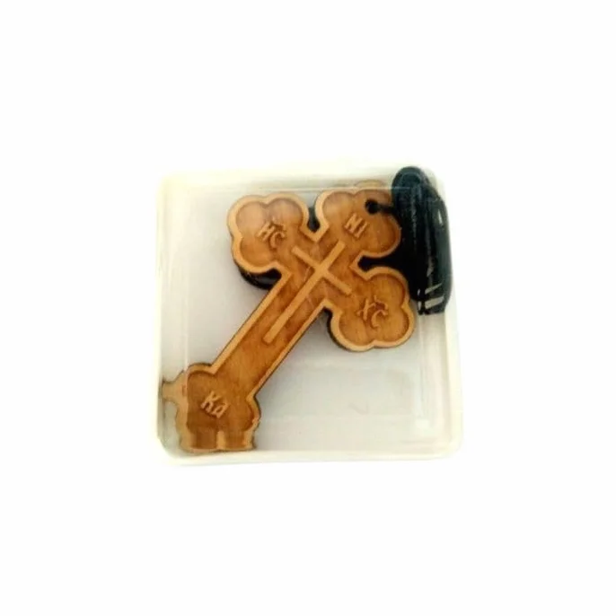 IconsGr Collana con ciondolo religioso greco cristiano ortodosso con croce in legno 32