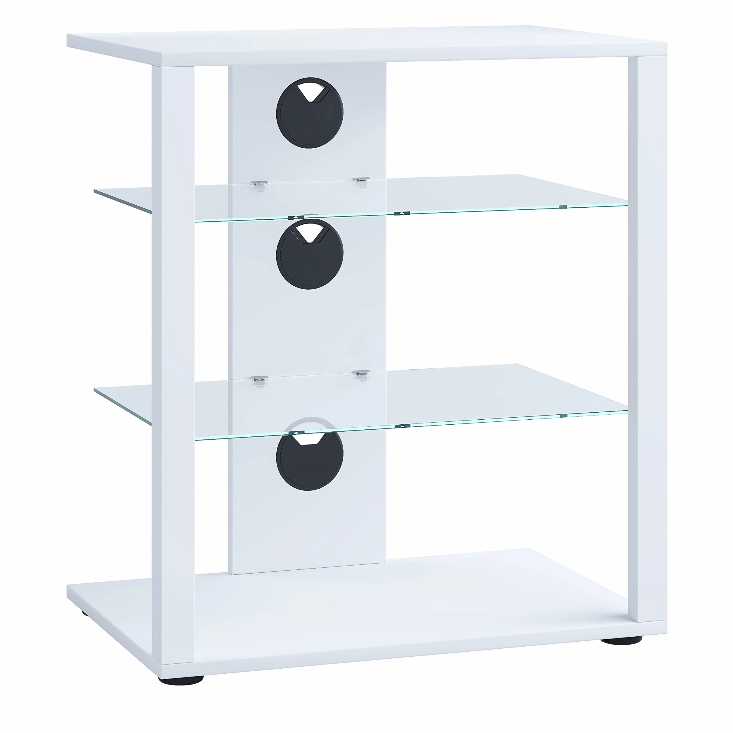 VCM Mobiletto Rack HiFi Scaffale Phono Scaffale Phono Media in Vetro Folas Mobiletto Rack HiFi Scaffale Phono Scaffale Phono Media in Vetro Folas Bianco