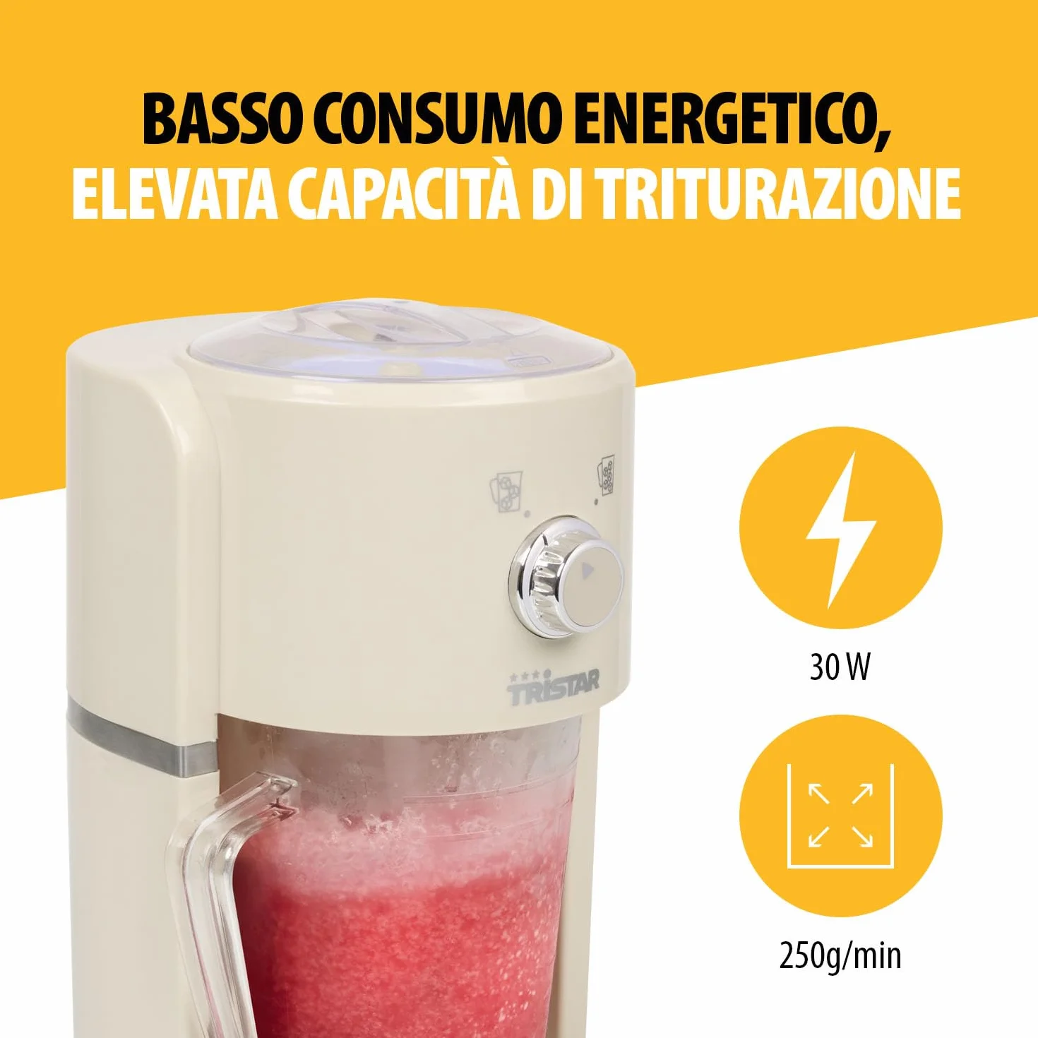 Macchina per granite Tristar KD-7310 2 dimensioni ghiaccio tritato 250g/min 1,1L 600ml