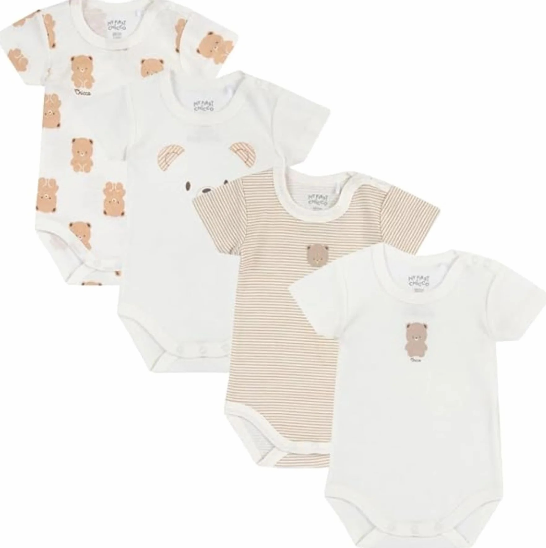 Chicco Body Neonato Set di 4 Body Senza Maniche 100% Cotone 0-3 Mesi