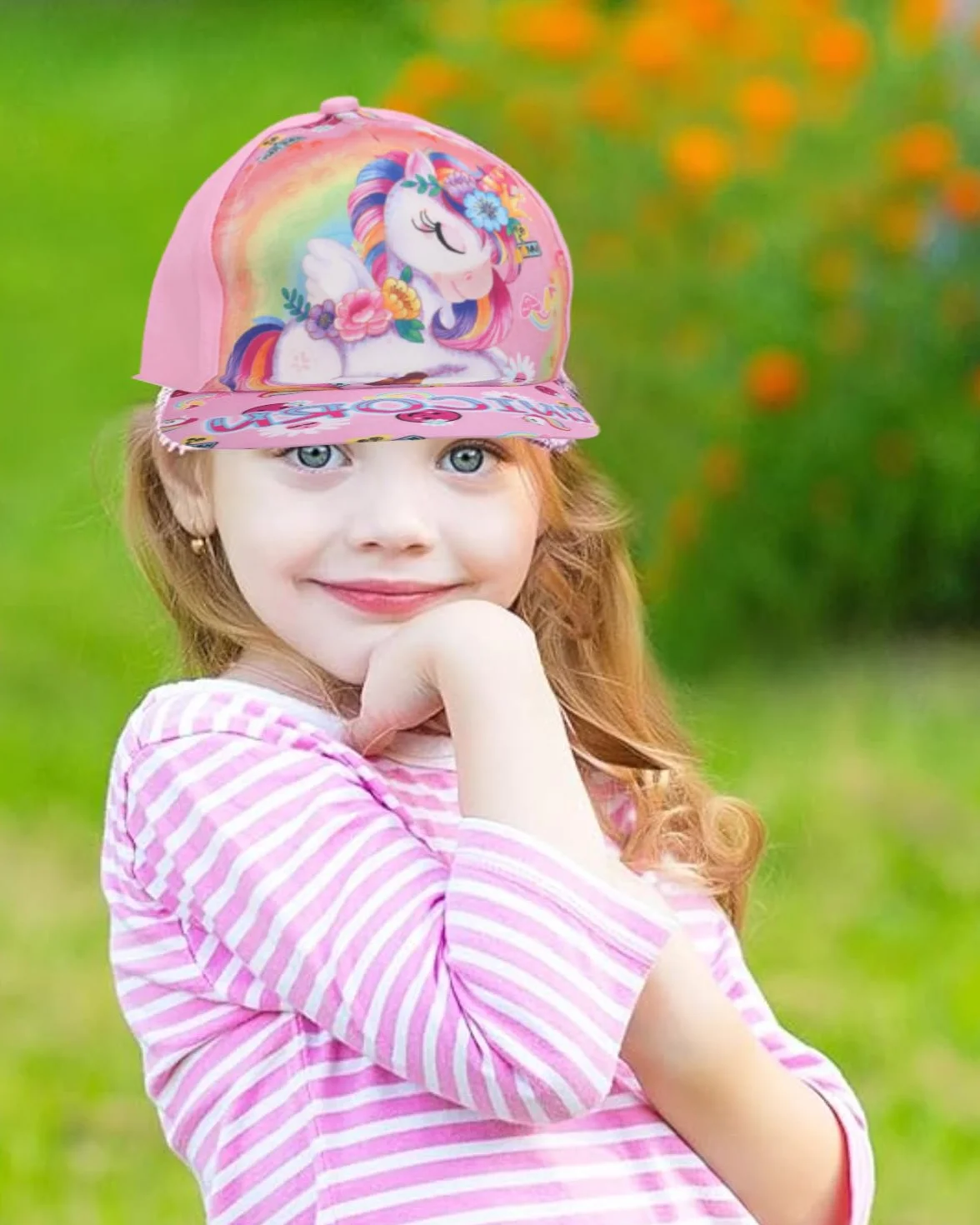 Berretto da Baseball per Ragazze in Cotone con Snapback Modello Unicorno colorato