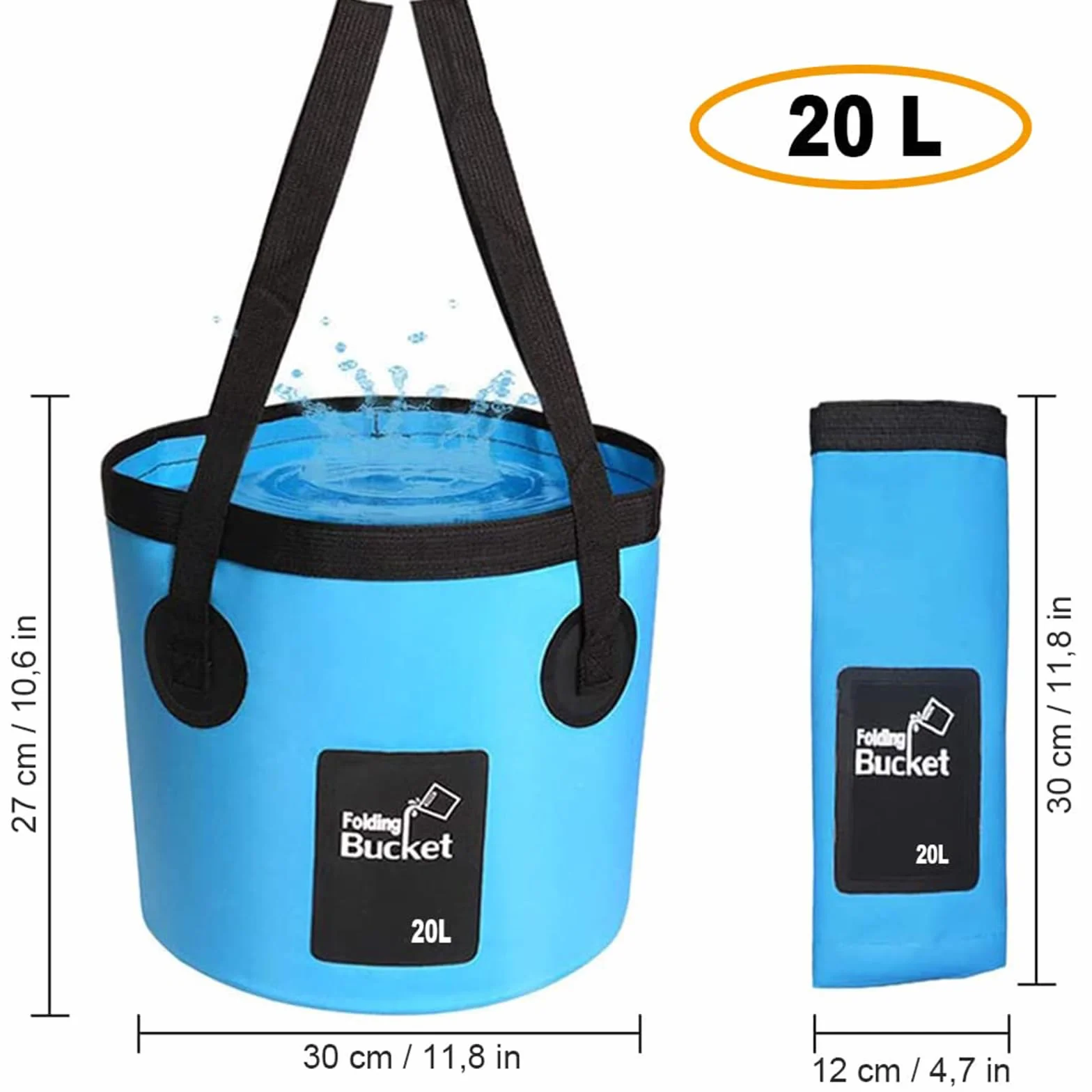 Secchio pieghevole ultraleggero,Secchio da pesca per esterni da 20 l,Portatile da campeggio con manico,pieghevole per pesca,Escursionismo,Campeggio,Lavaggio auto, ecc(blu 20L)